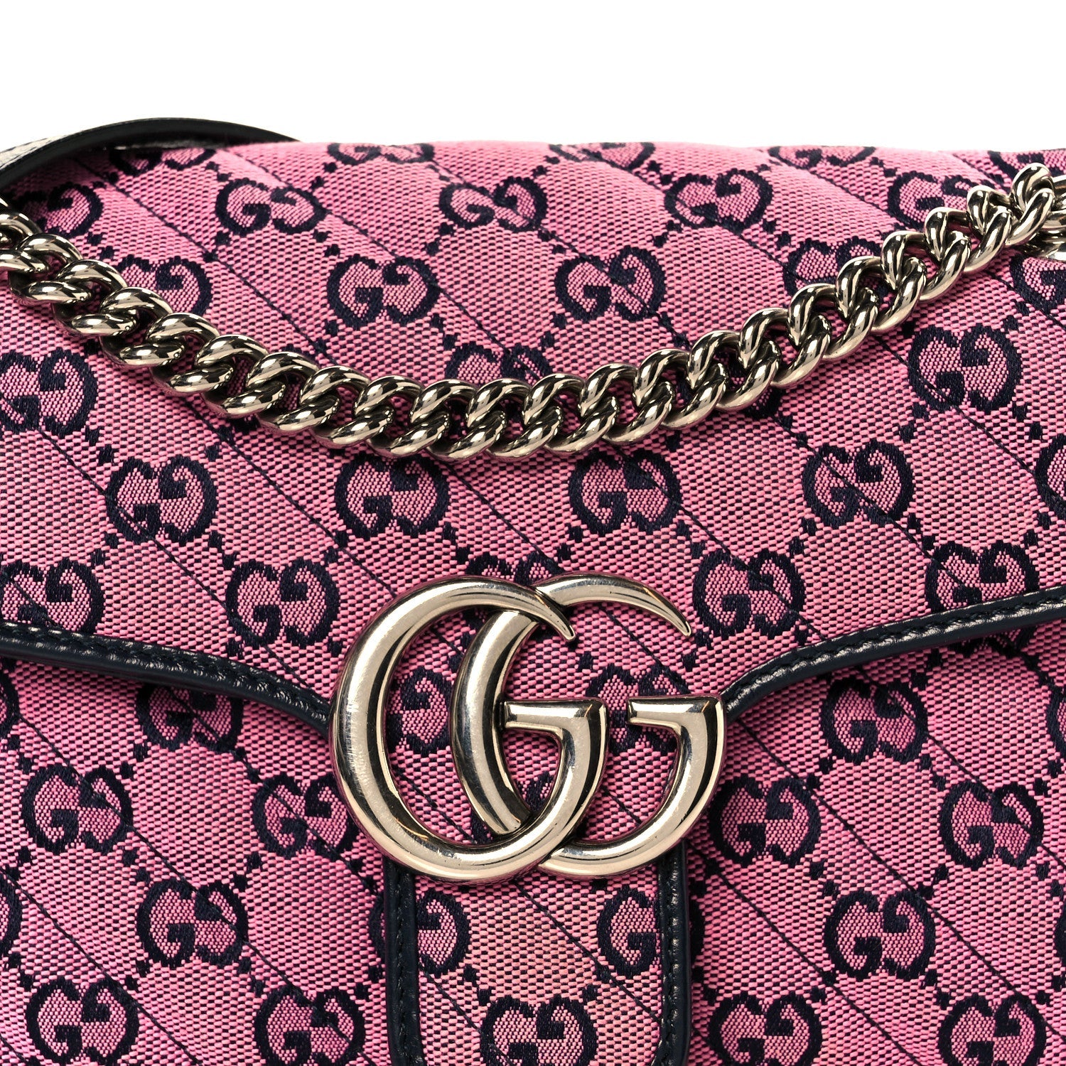 Monogram Multicolor Matelasse Diagonal Small GG Marmont Shoulder Bag Pink Blue