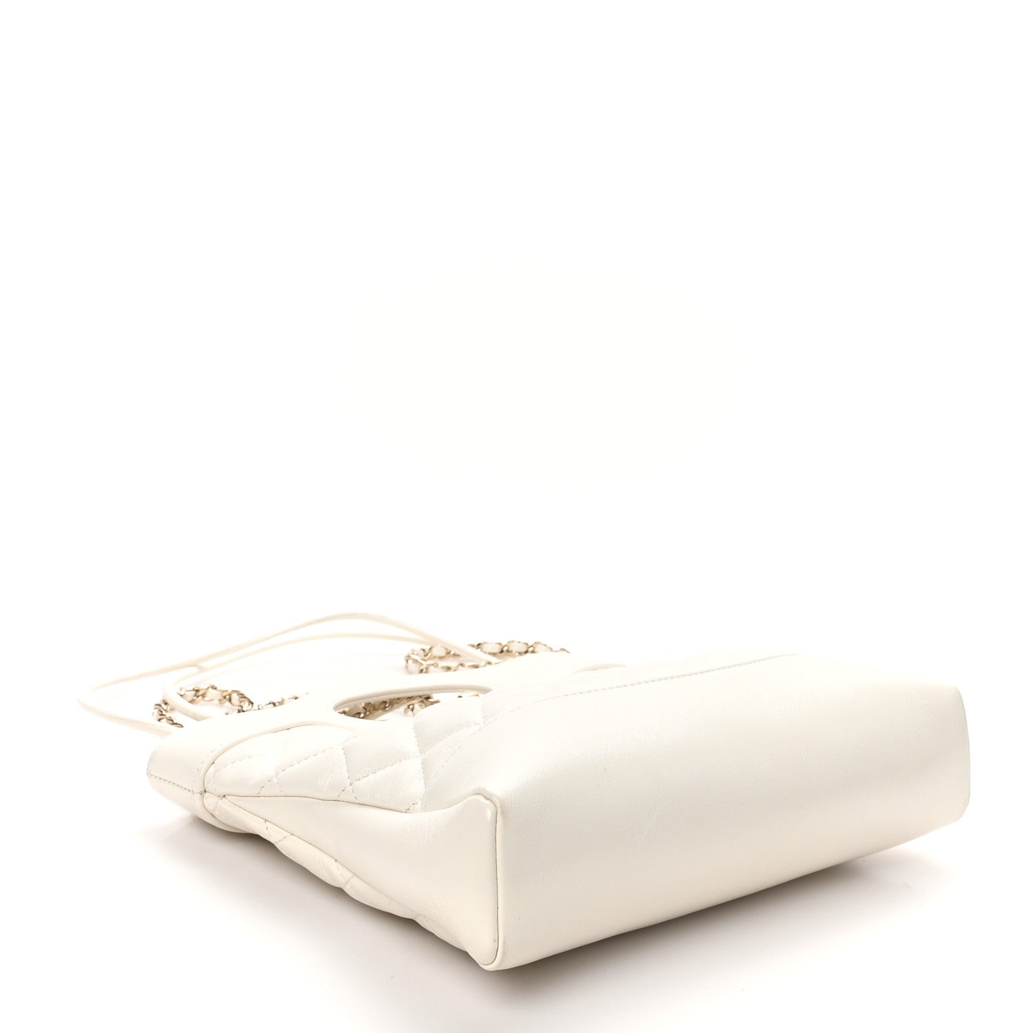 Shiny Lambskin Quilted Mini 31 Shopping Bag White
