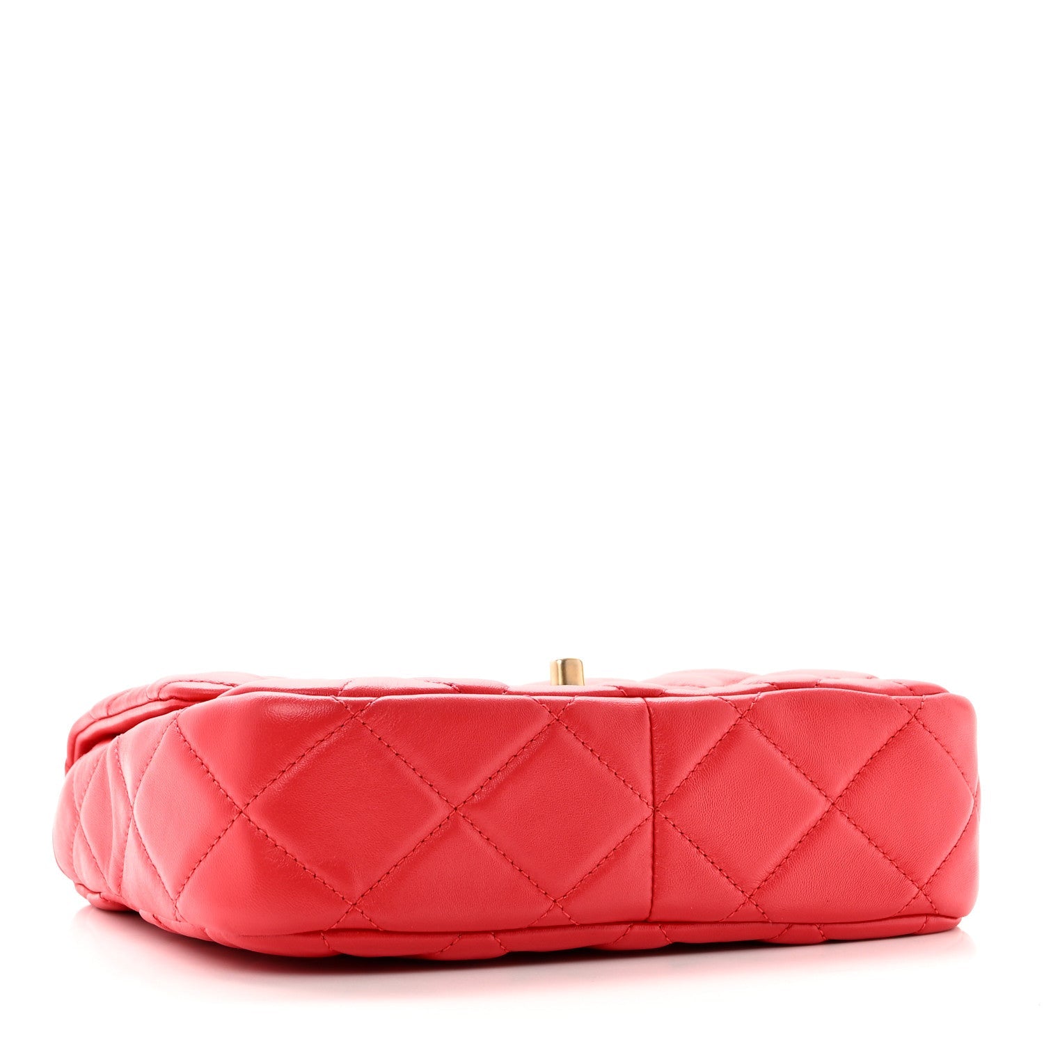 Lambskin Quilted Small Lacquered Chain Flap Red