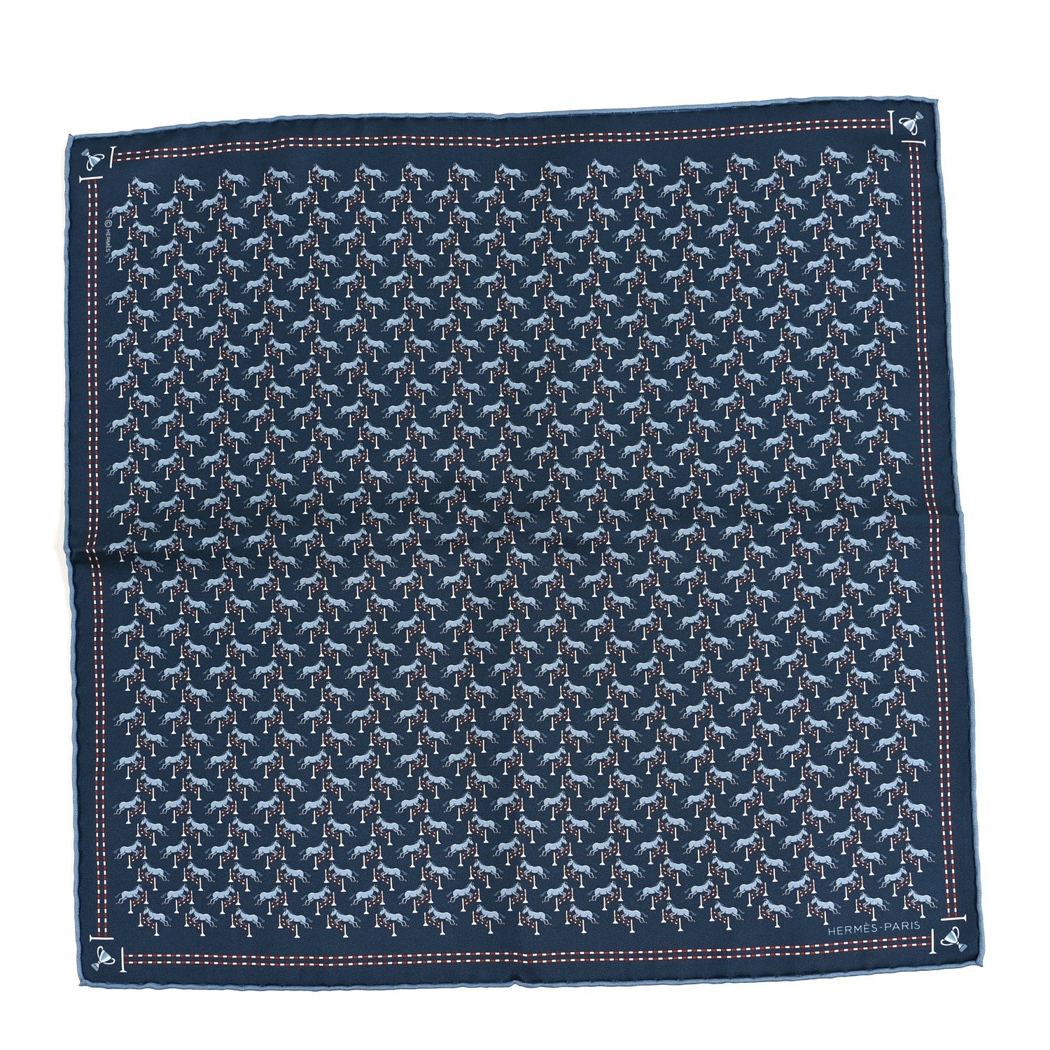 Silk Imprime Free Jump Pocket Square 45  Marine Bleu Moyen Rouge