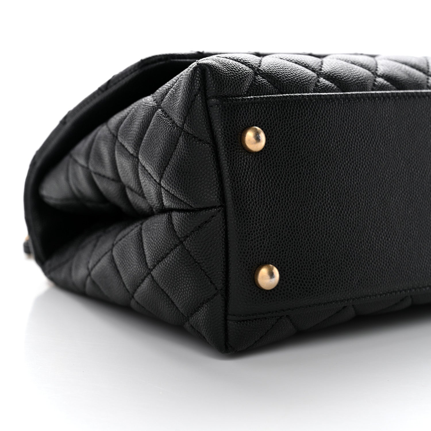 Caviar Lizard Quilted Small Coco Handle Flap Black