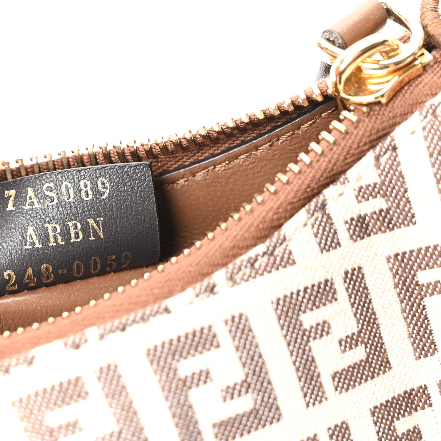 Fabric Jacquard FF 1974 Nano Fendigraphy Hobo Charm Beige