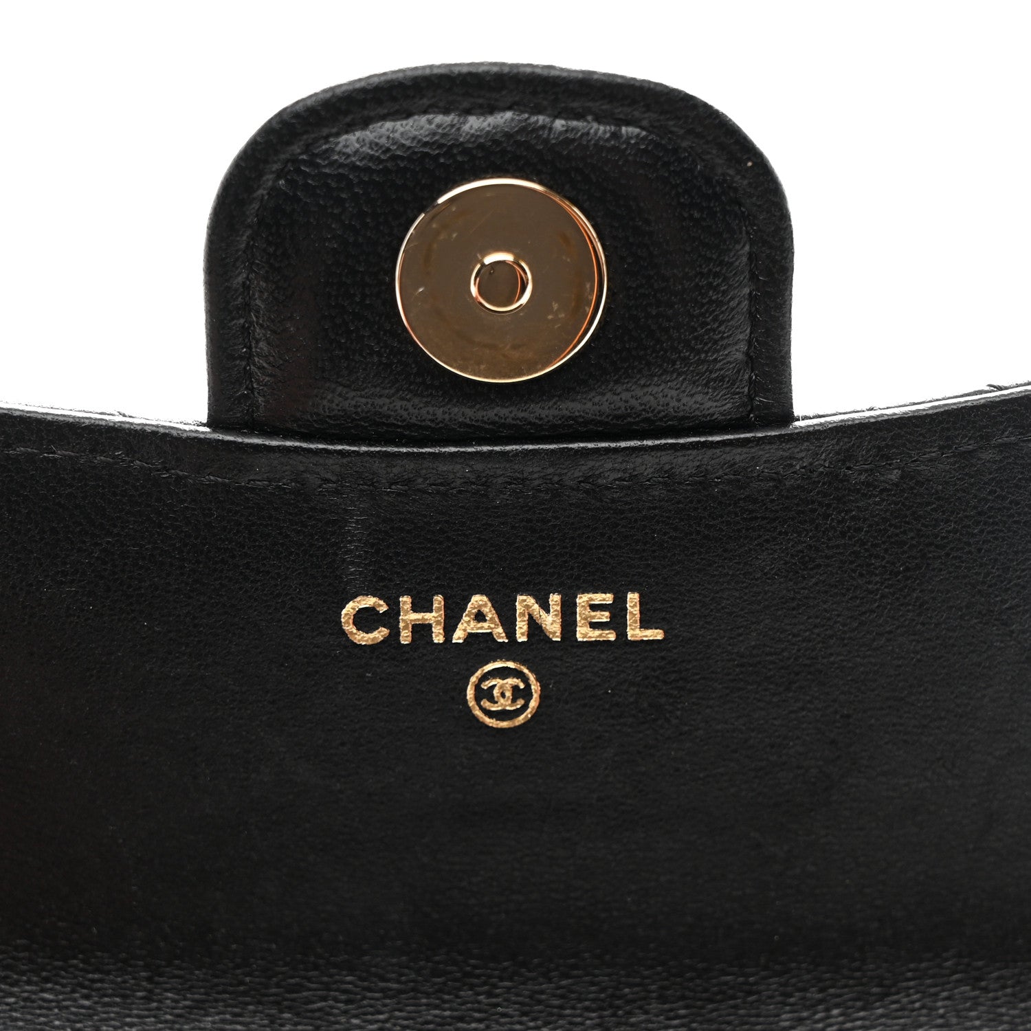 Lambskin Quilted Top Handle Flap Coin Purse With Chain Black