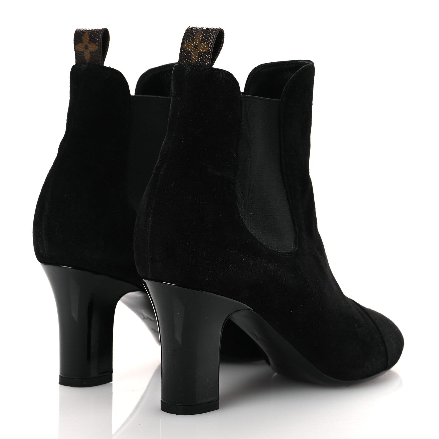 Suede Monogram Uniformes Cap Toe Chelsea 75mm Ankle Boots 37.5 Black
