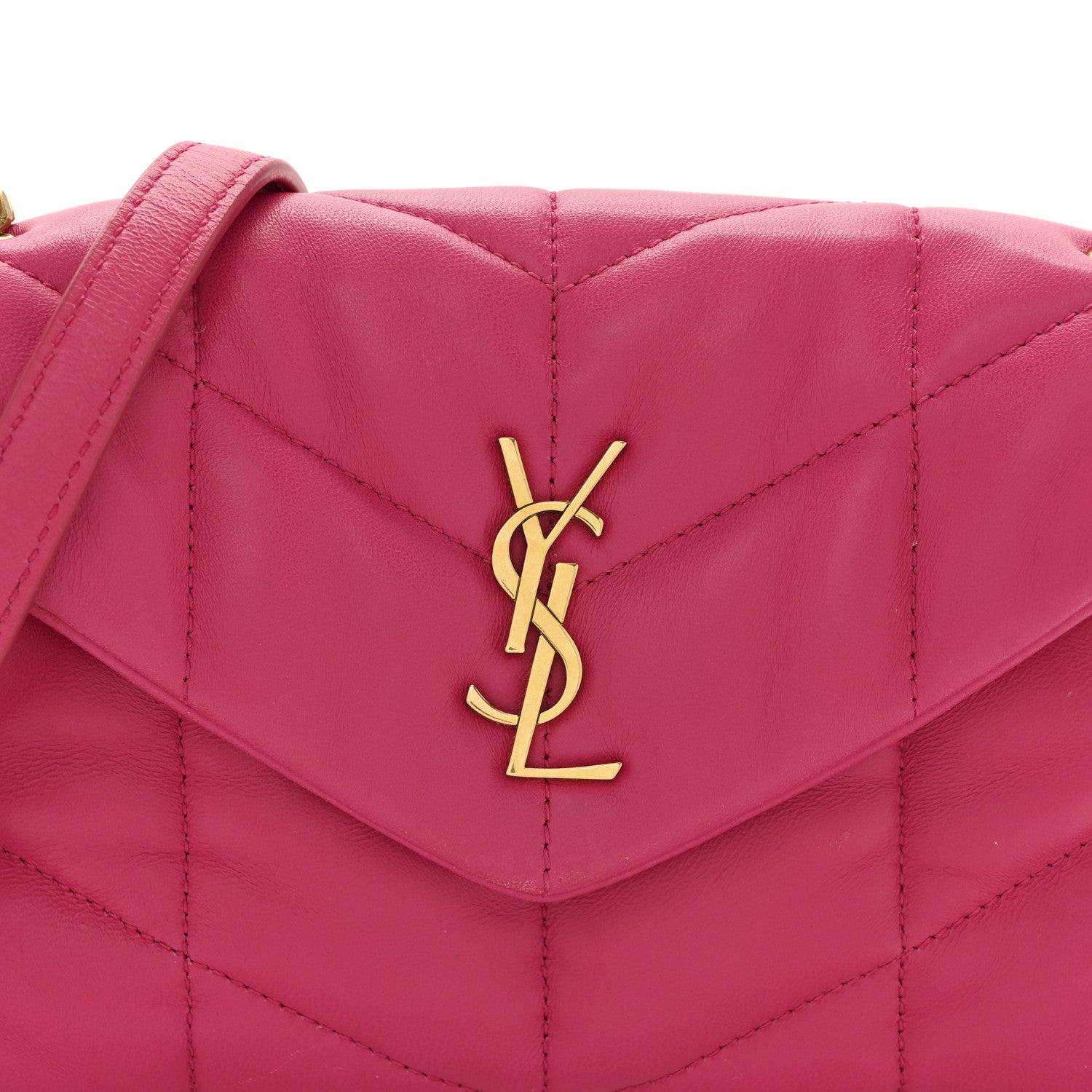 Lambskin Quilted Toy Loulou Puffer Monogram Chain Satchel Bubblegum
