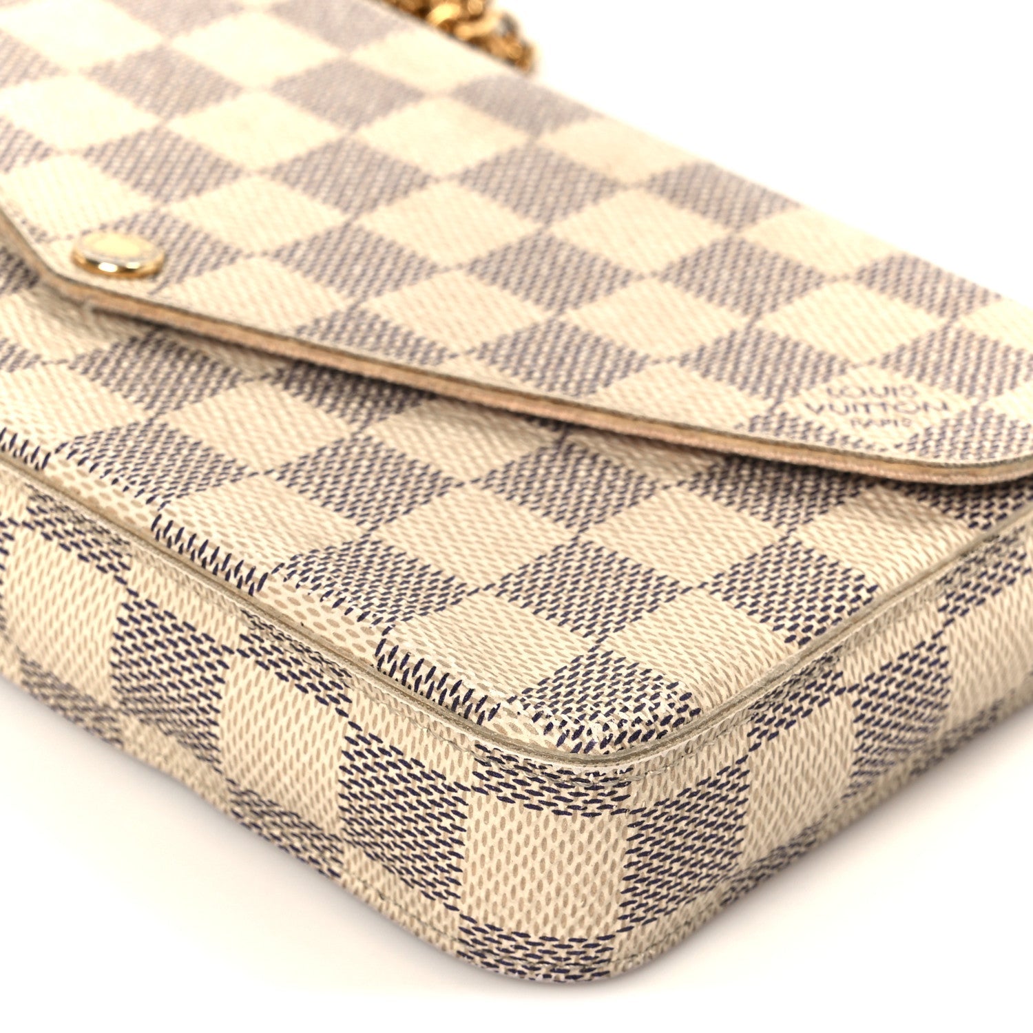 Damier Azur Pochette Felicie Chain Wallet Rose Ballerine