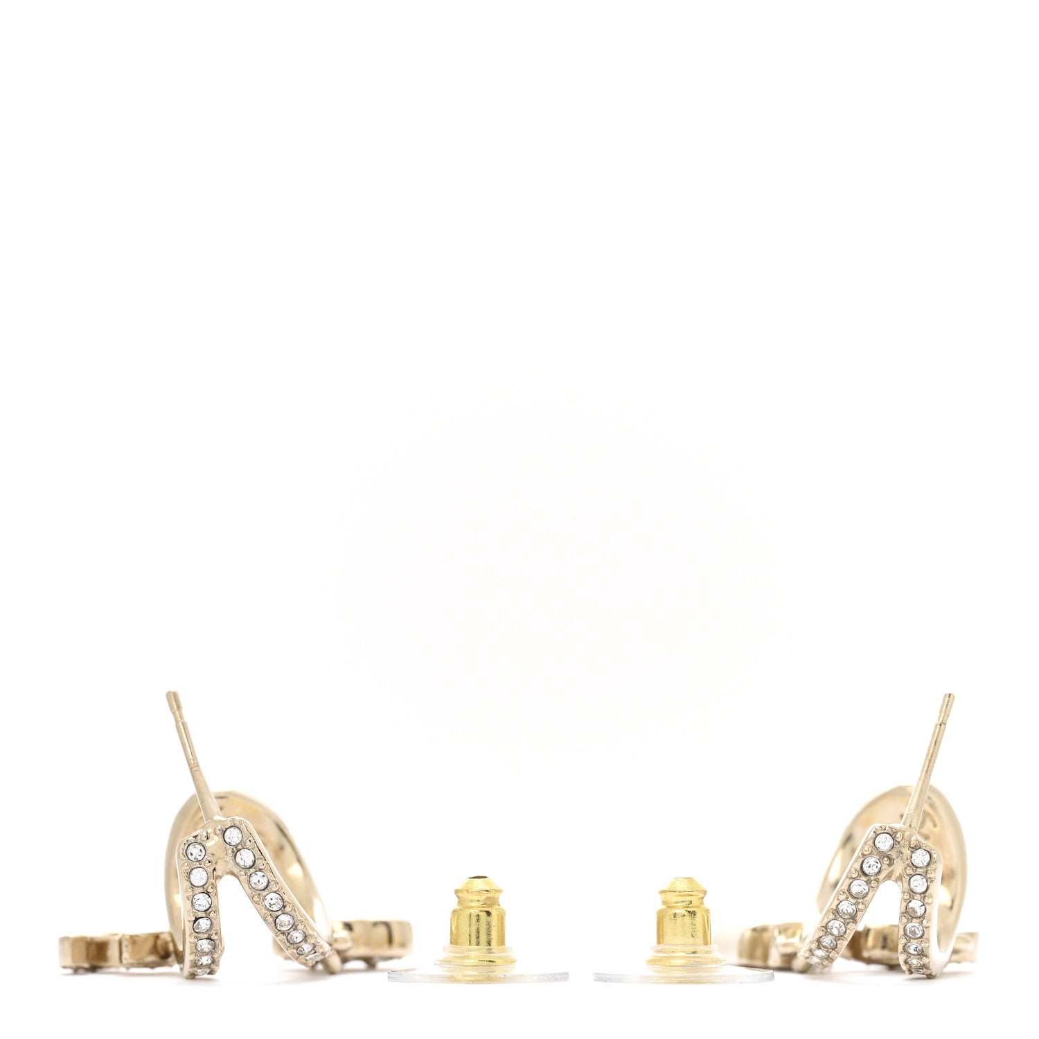 Crystal CC Camellia Perfume Bottle Double Hoop Earrings Gold