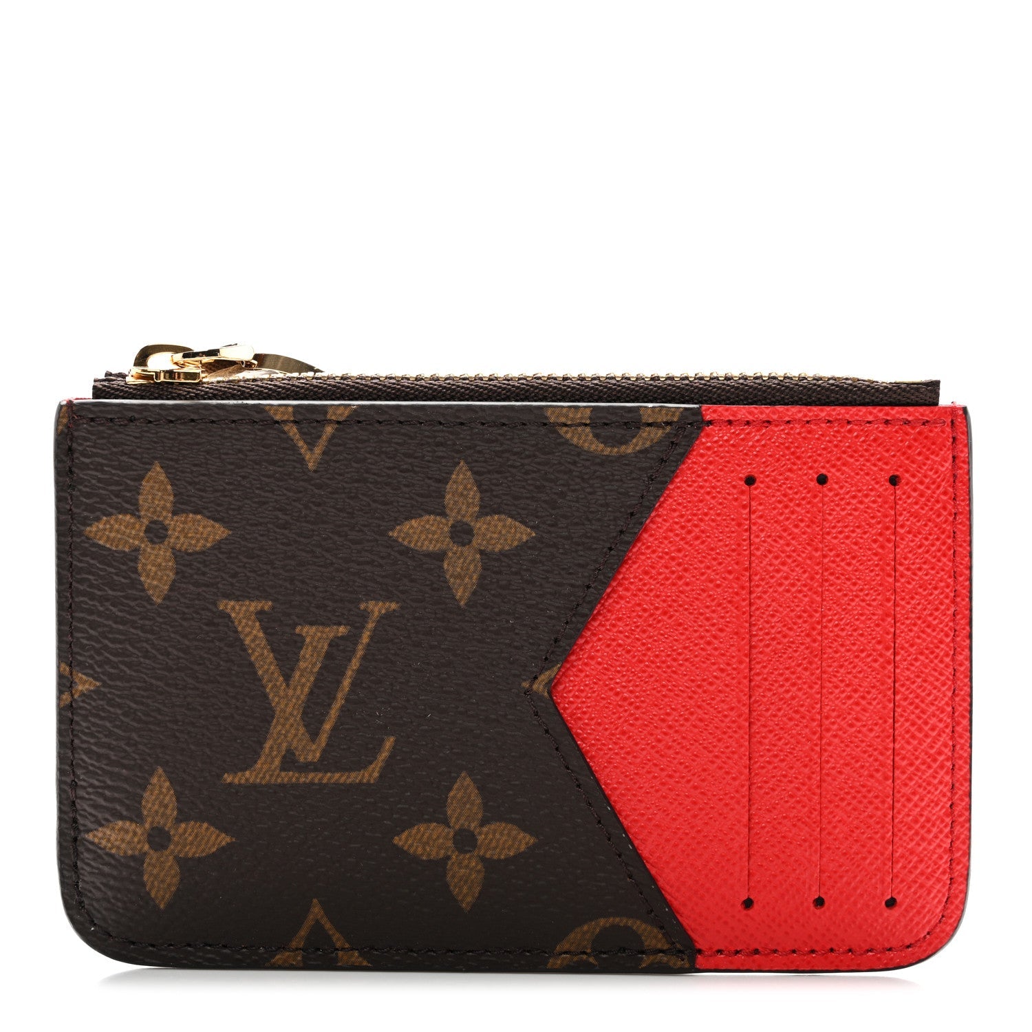 Monogram Zipped Romy Card Holder Red