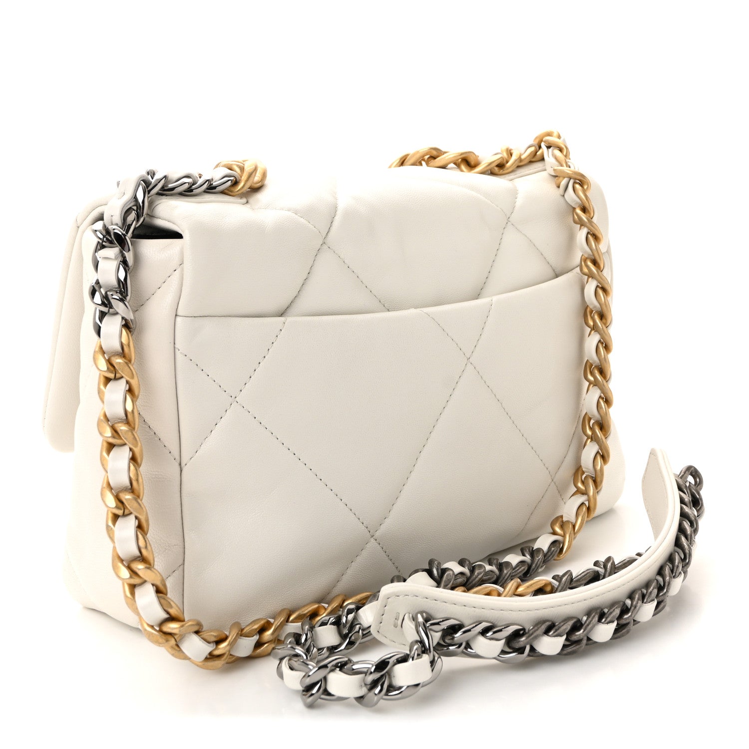 Goatskin Quilted Medium Chanel 19 Flap White