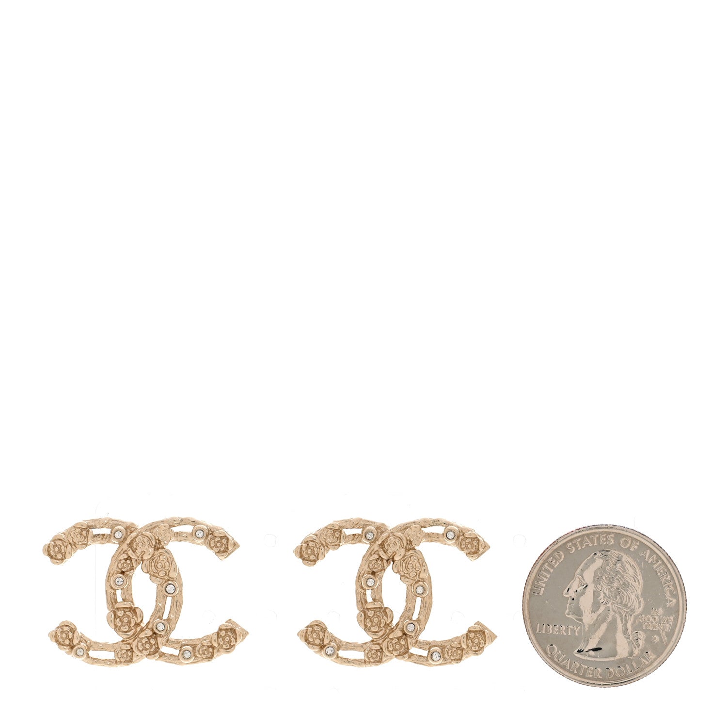Crystal CC Camellia Earrings Gold