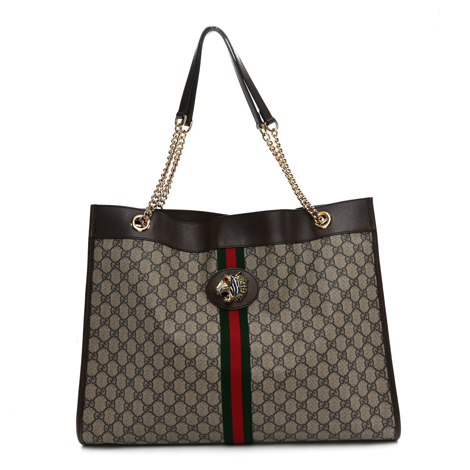 GG Supreme Monogram Large Rajah Chain Tote Beige New Acero