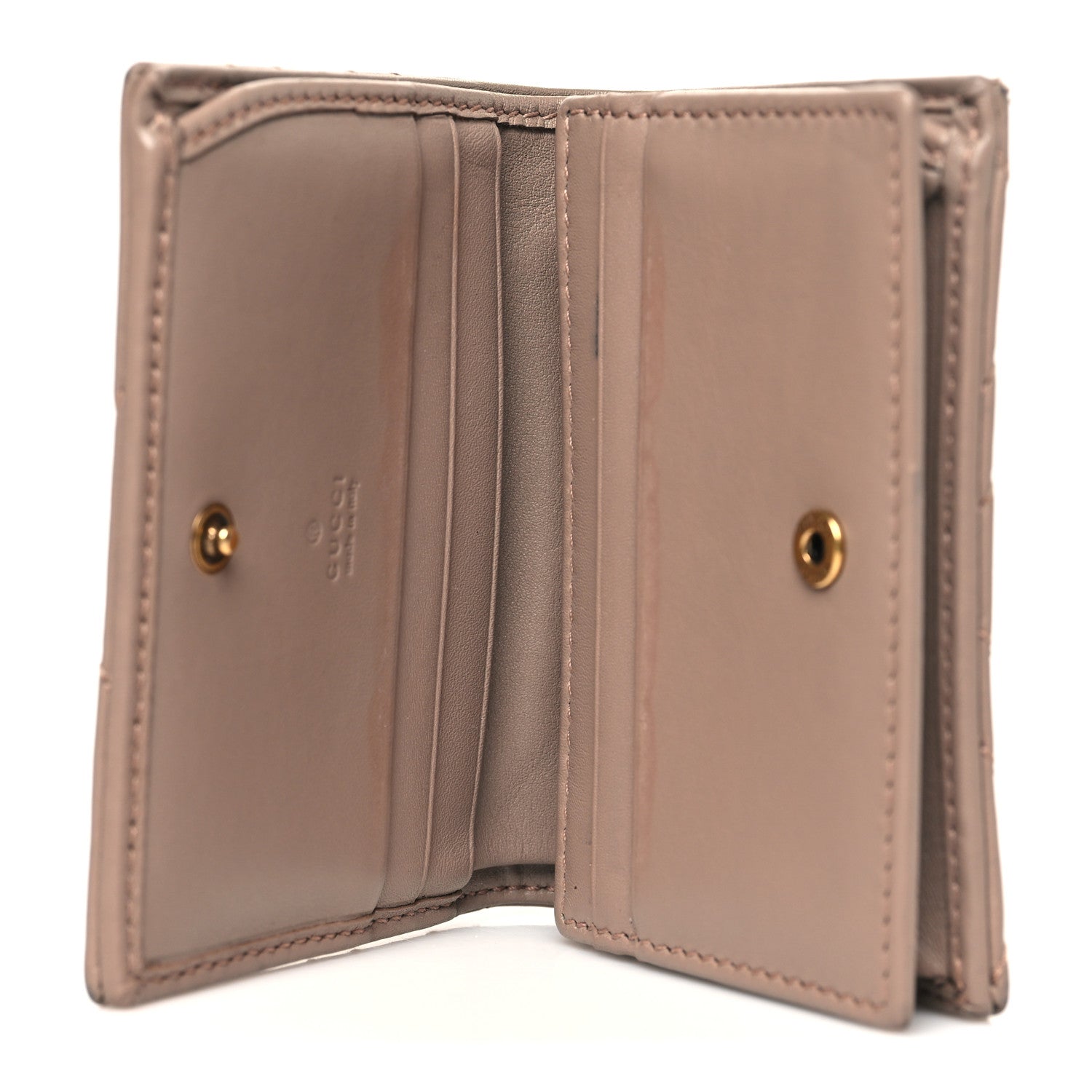 Calfskin Matelasse GG Marmont Card Case Wallet Porcelain Rose