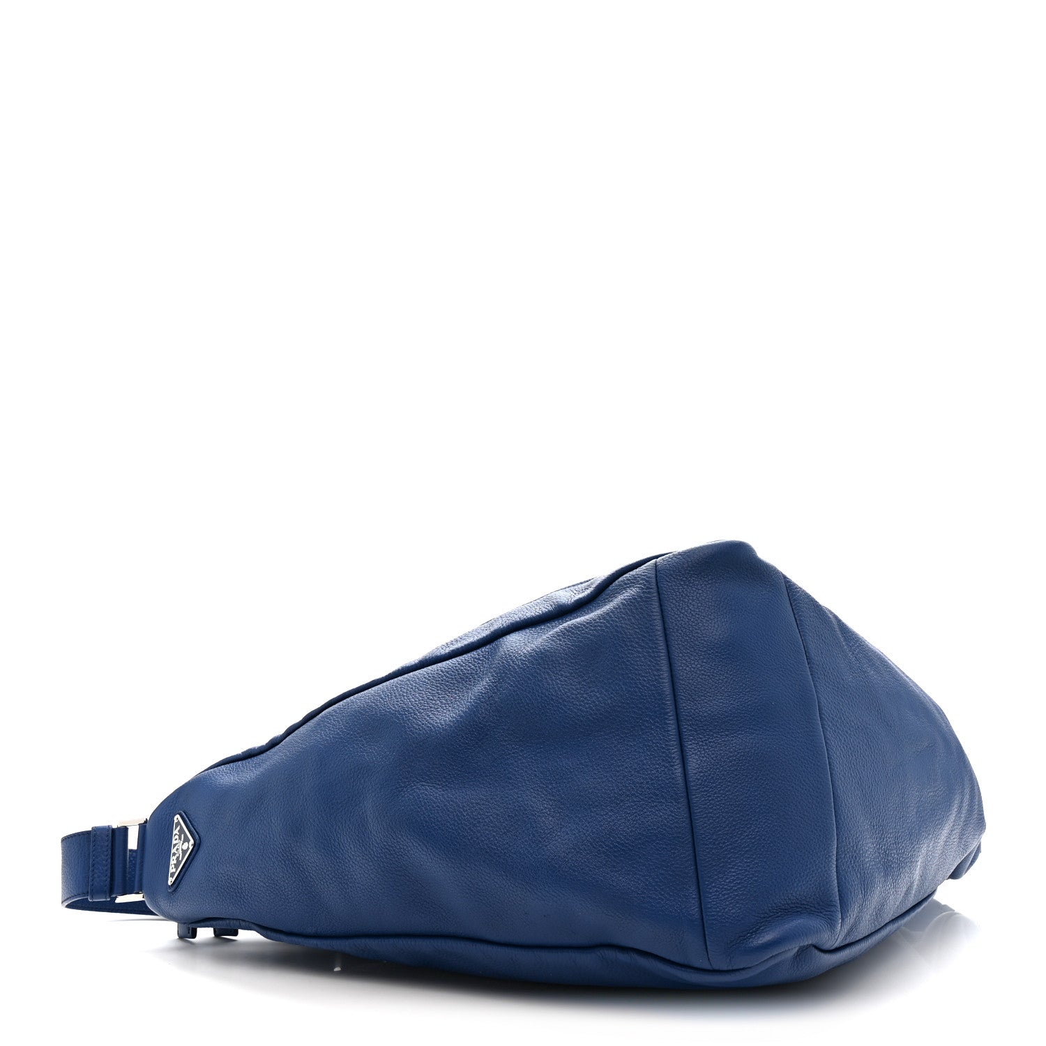 Vitello Daino Triangle Shoulder Bag Blue
