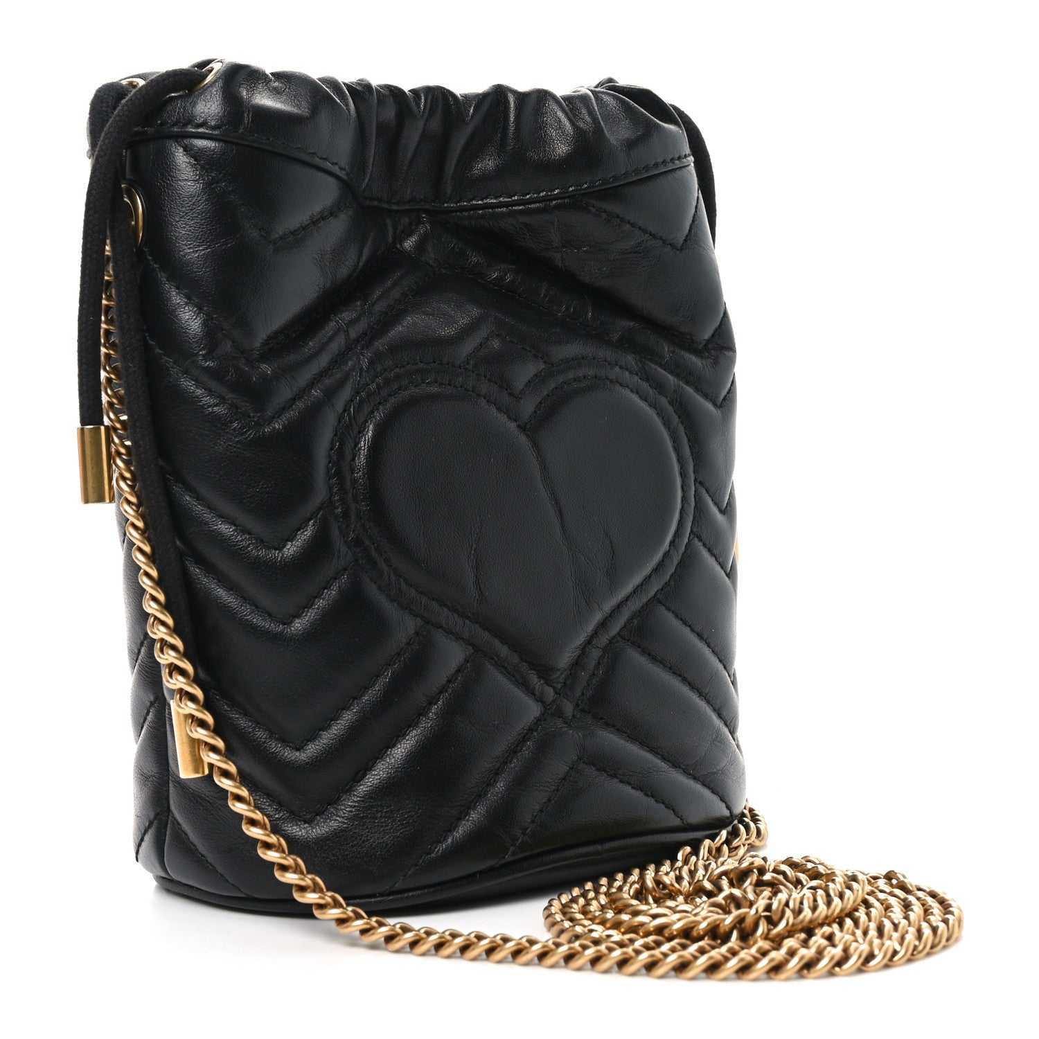 Calfskin Matelasse Mini GG Marmont 2.0 Bucket Bag Black