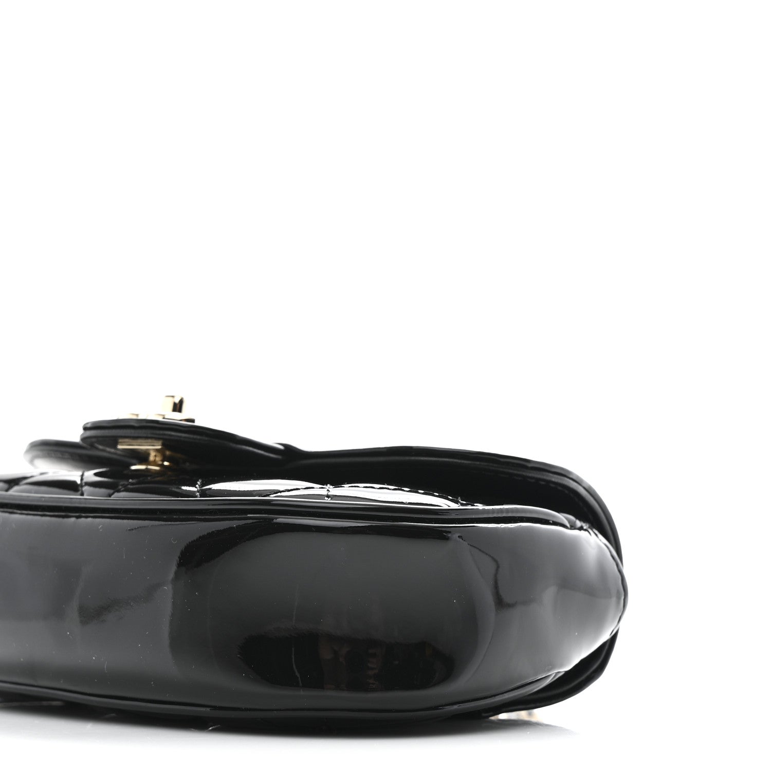 Patent Calfskin Quilted Mini Clutch Black