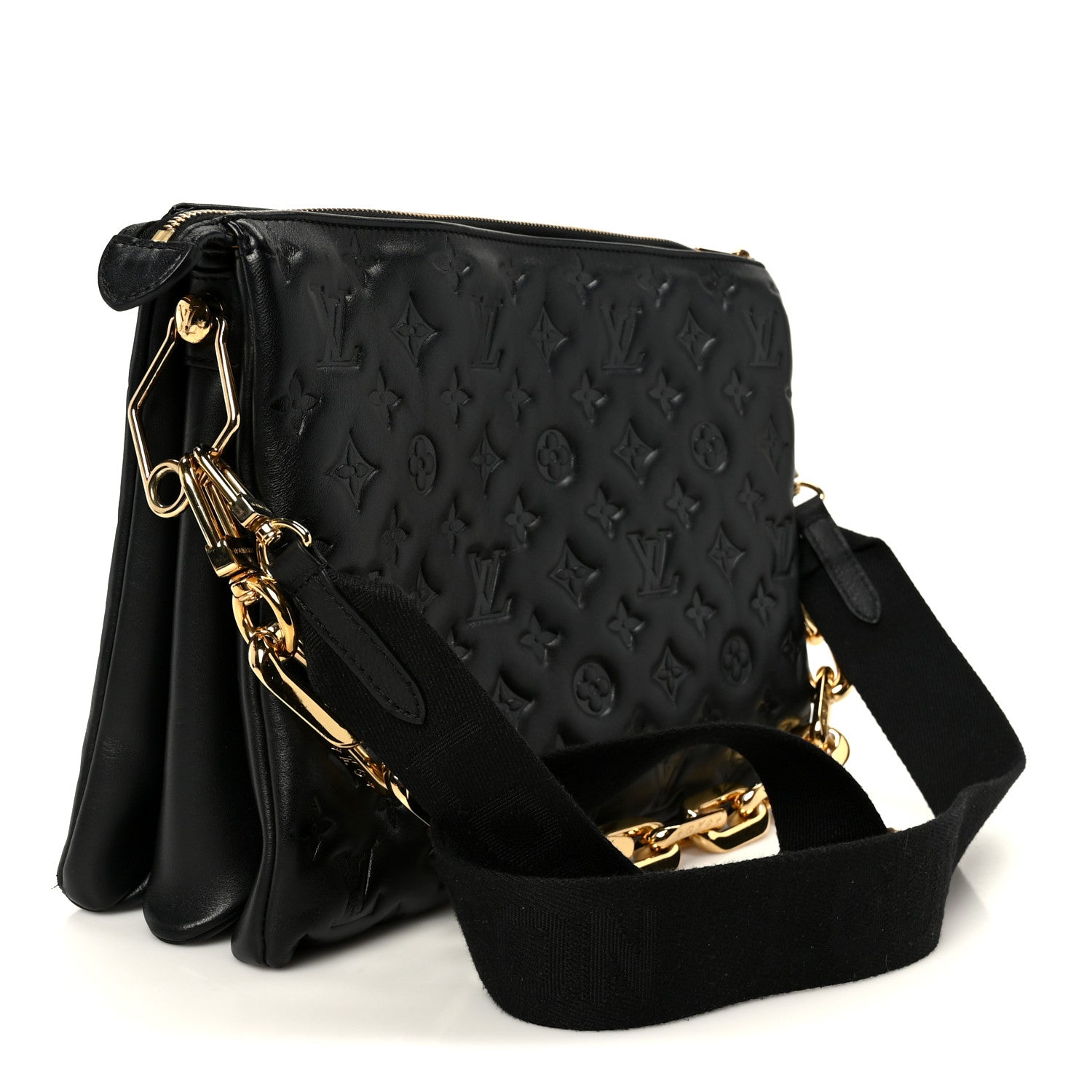 Lambskin Embossed Monogram Coussin MM Black