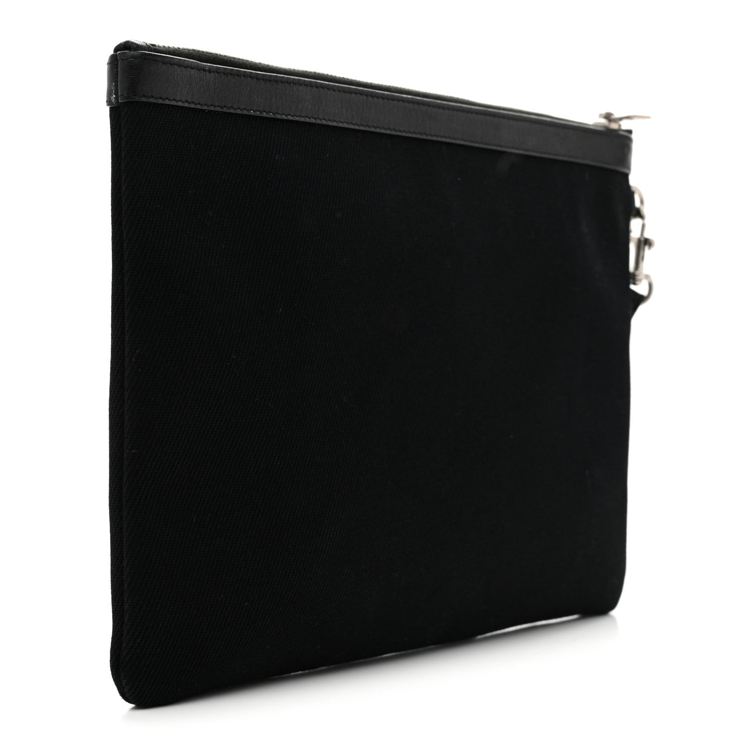 Linen Canvas Rive Gouche Zipped Pouch Black