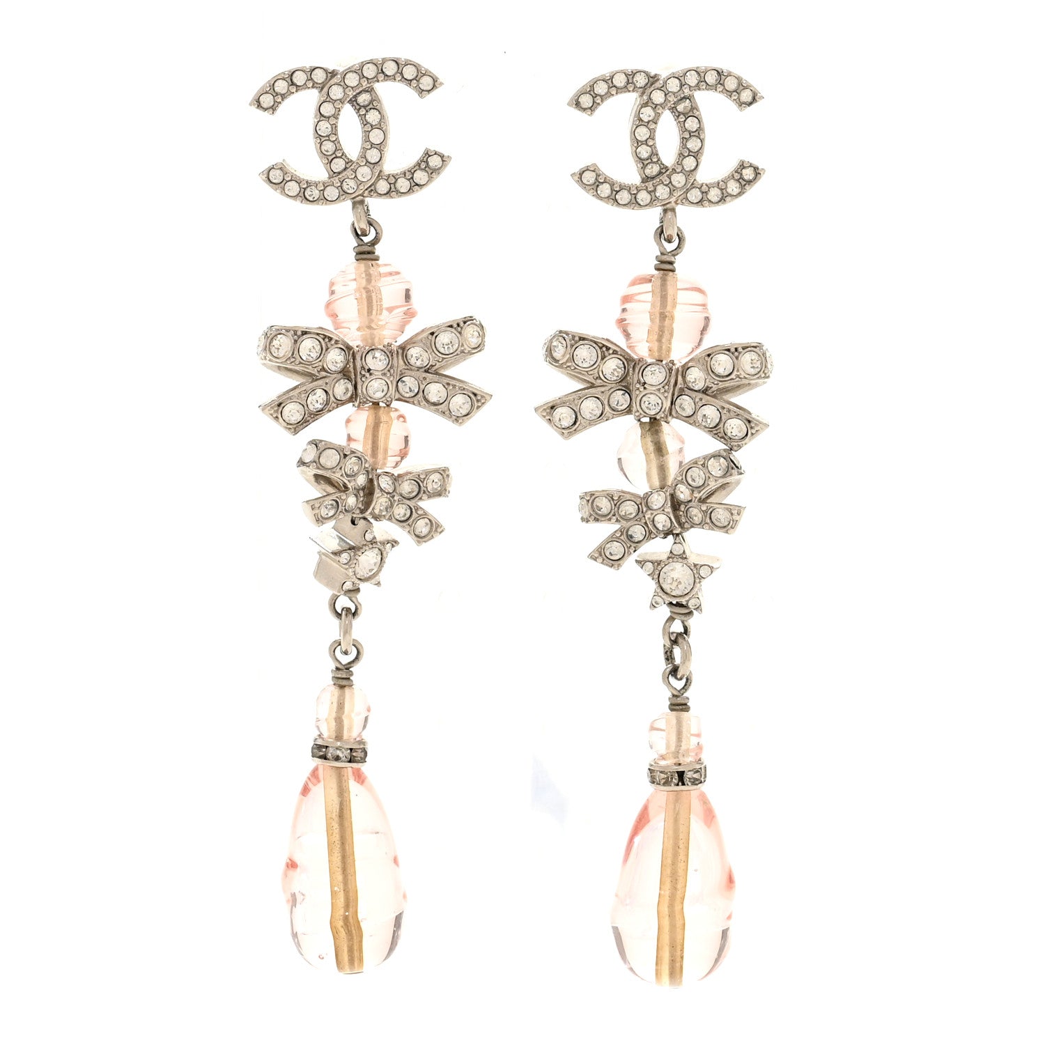 Metal Glass Crystal Strass CC Drop Earrings