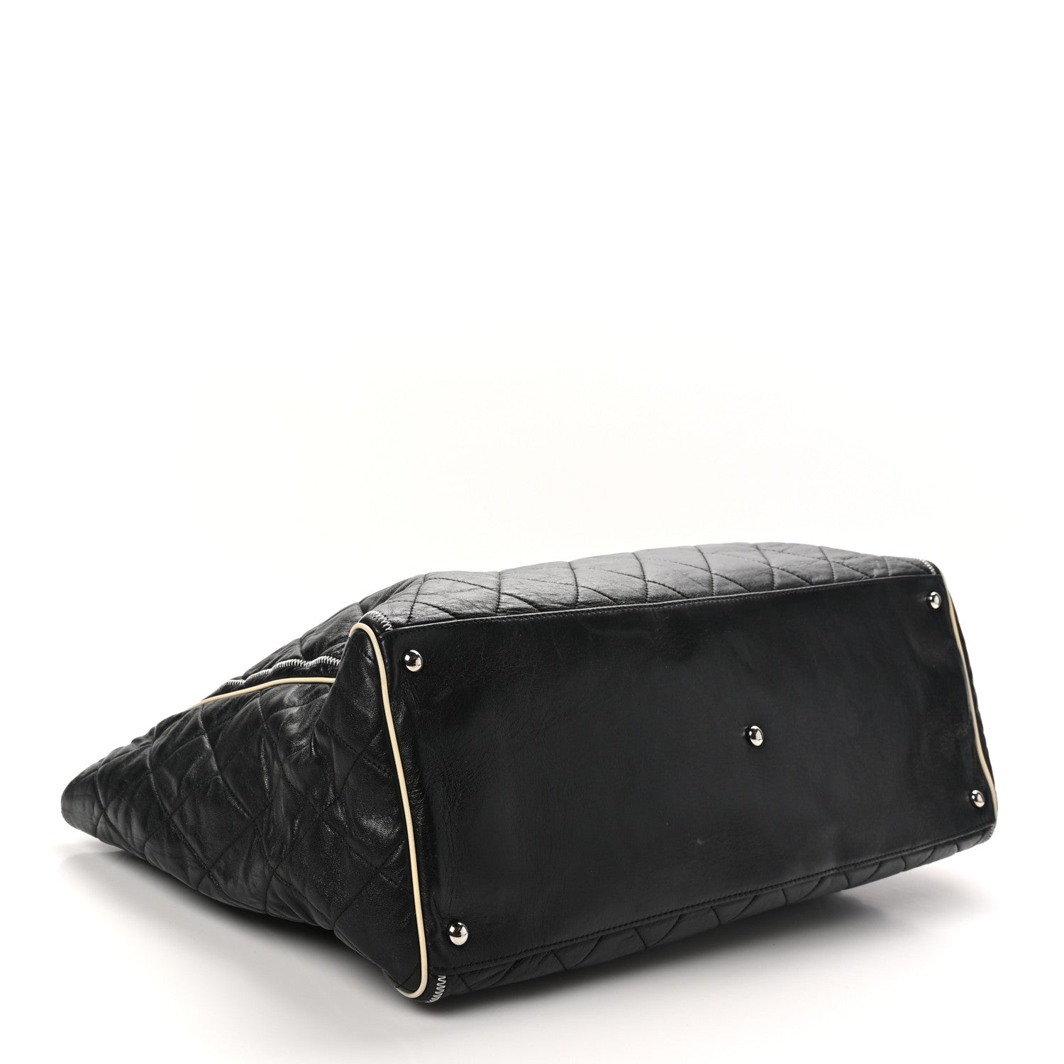 Lambskin Quilted Large East West Tote Black