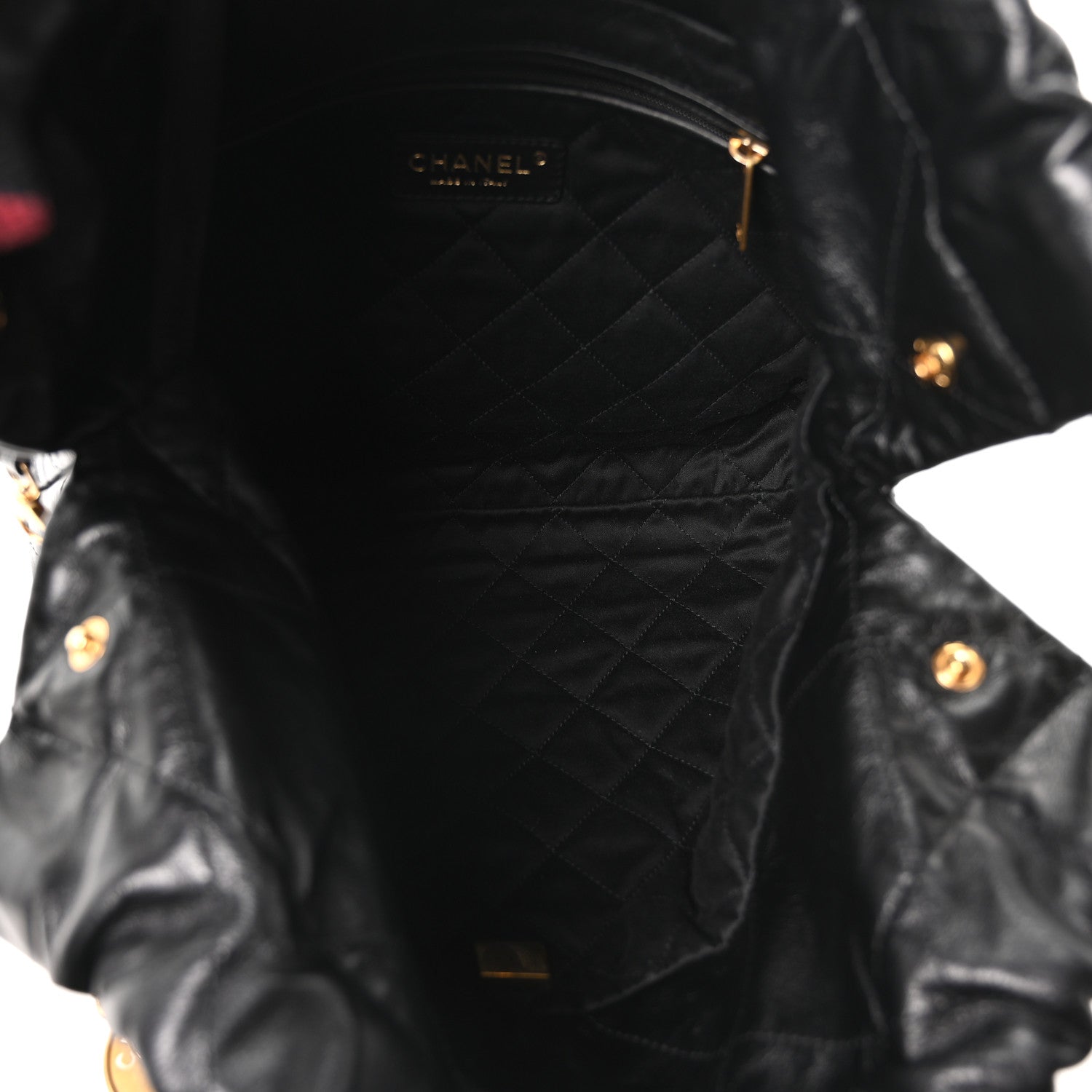 Shiny Calfskin Quilted Small Chanel 22 Black
