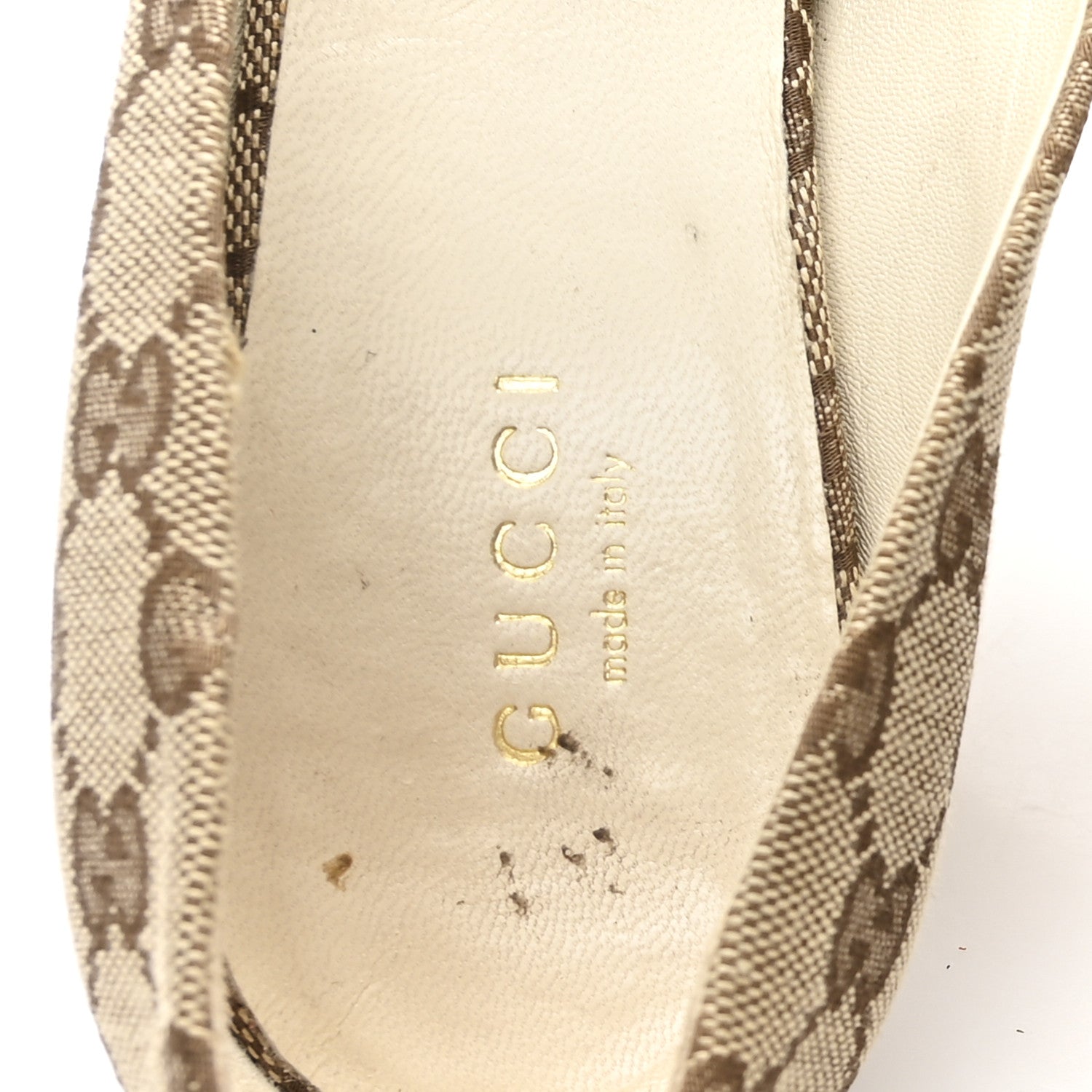 Monogram Horsebit Open Toe Espadrille Wedges 36 Beige