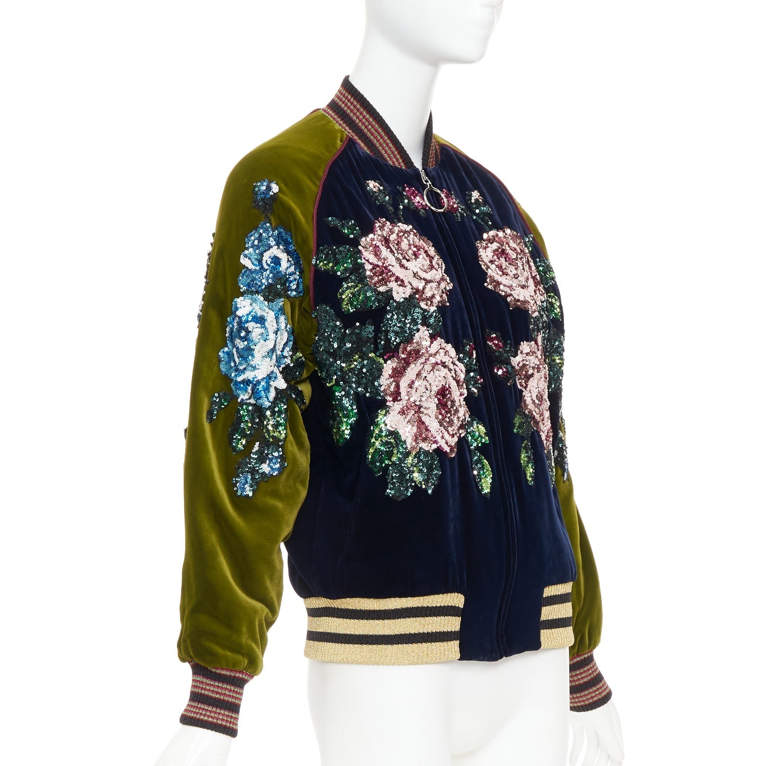 Women's Gucci Alessandro Michele sequin velvet bomber jacket