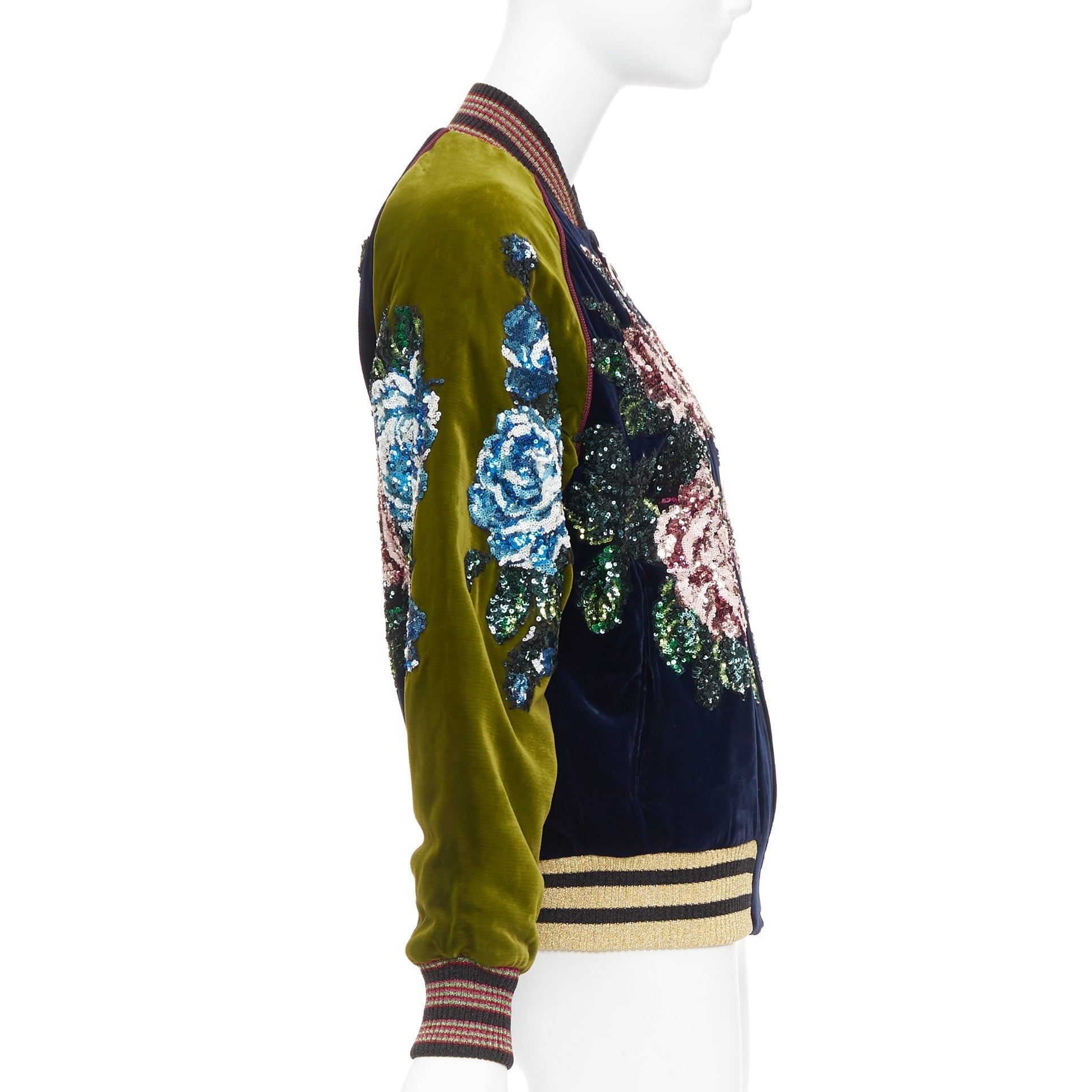 Women's Gucci Alessandro Michele sequin velvet bomber jacket