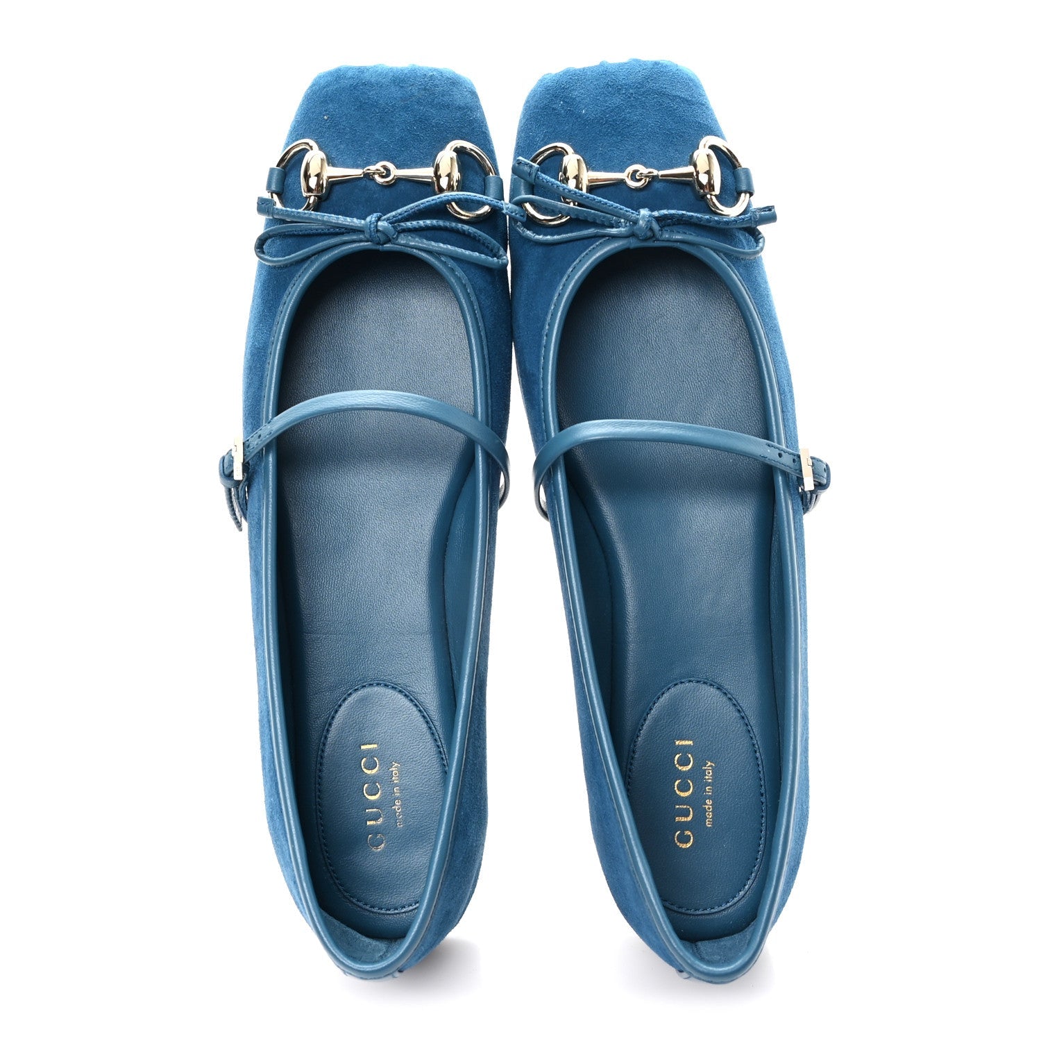 Kid Scamosciato Horsebit Ballet Flats 37.5 Deep Acqua