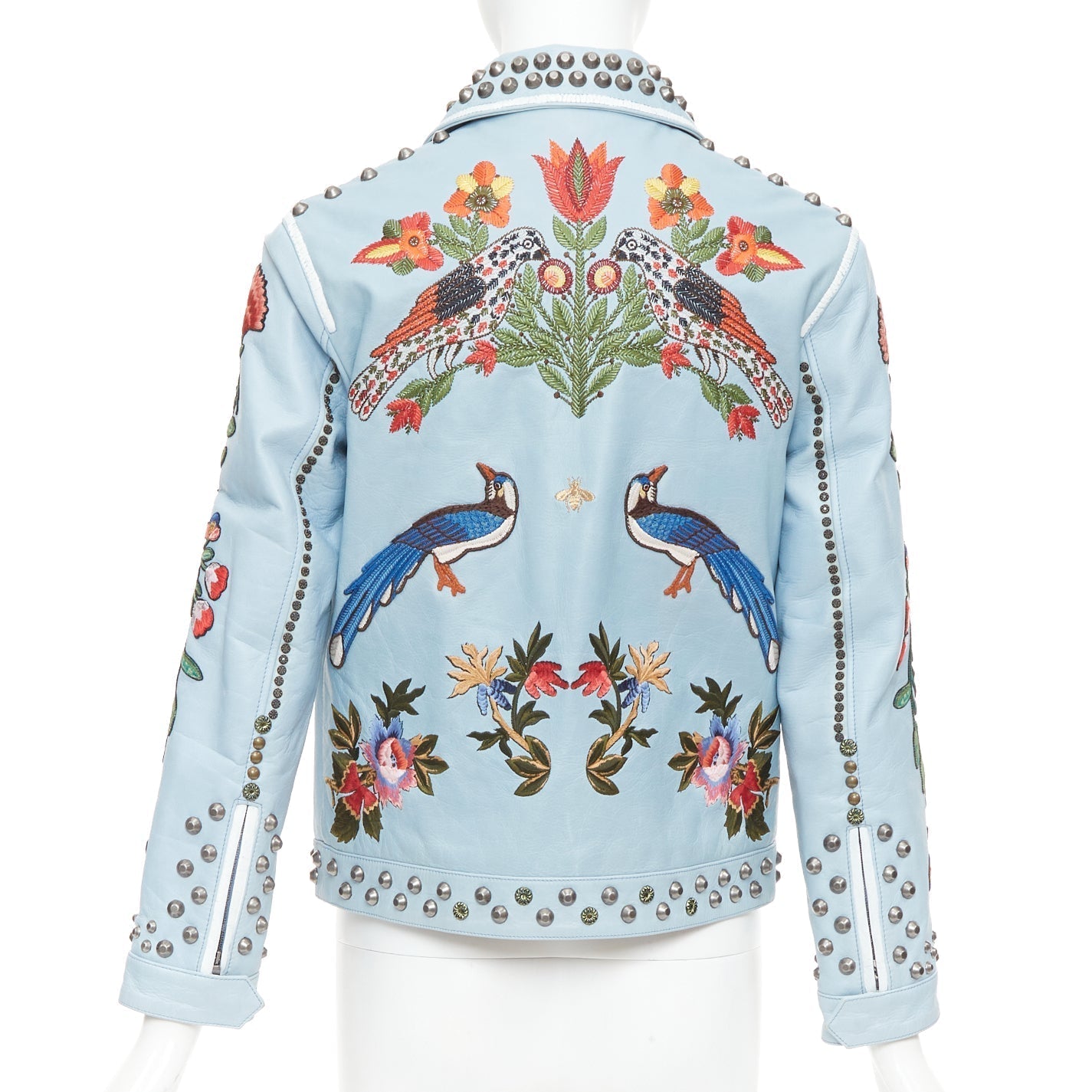Women's Gucci Michele Runway bee floral embroidery studded jacket