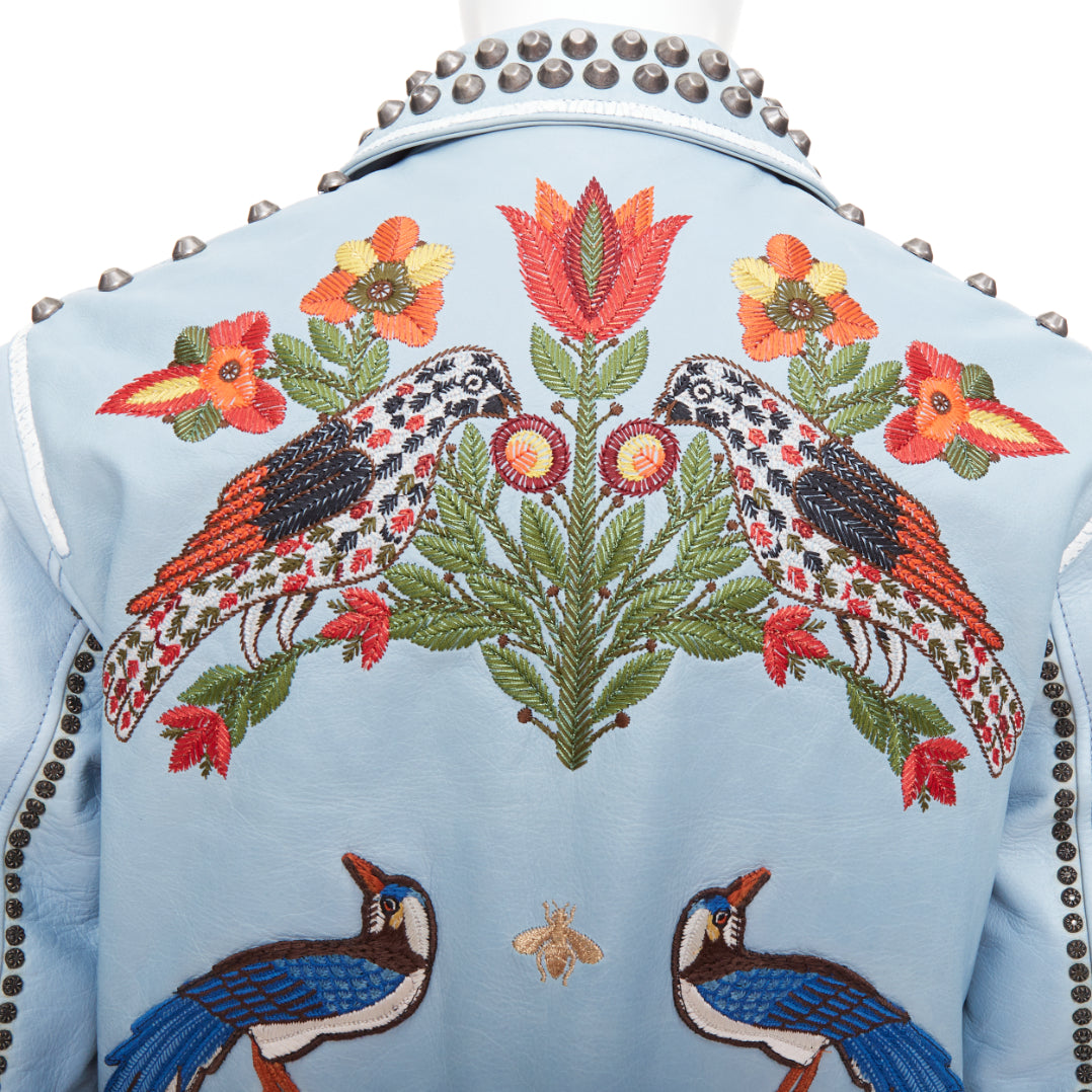 Women's Gucci Michele Runway bee floral embroidery studded jacket
