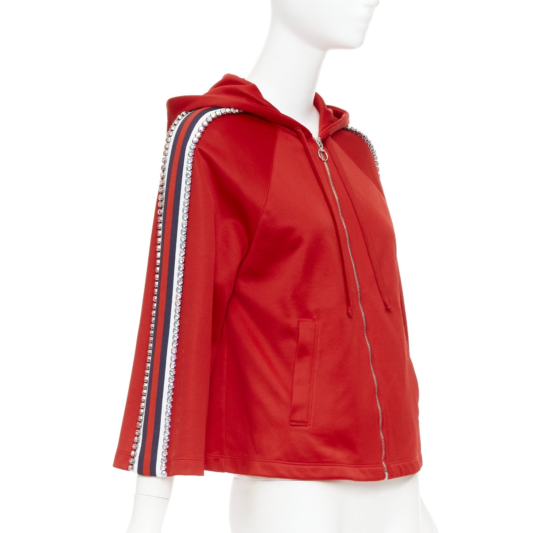 Women's Gucci Alessandro Michele rhinestone crystal flared track jacket