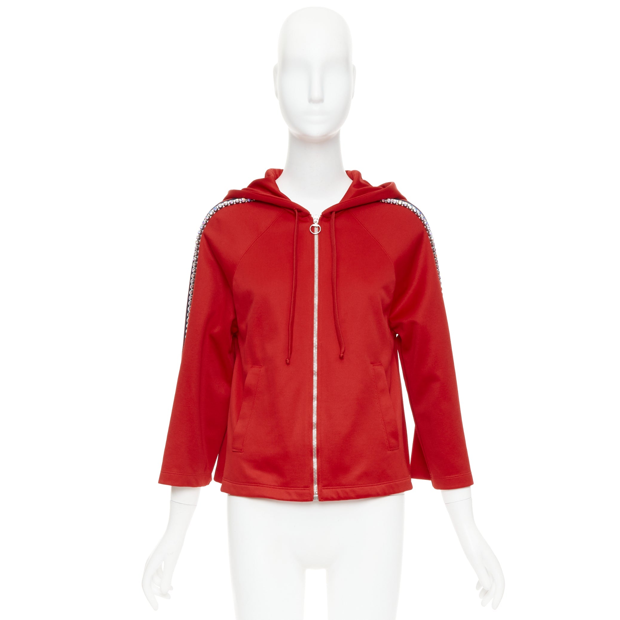 Women's Gucci Alessandro Michele rhinestone crystal flared track jacket