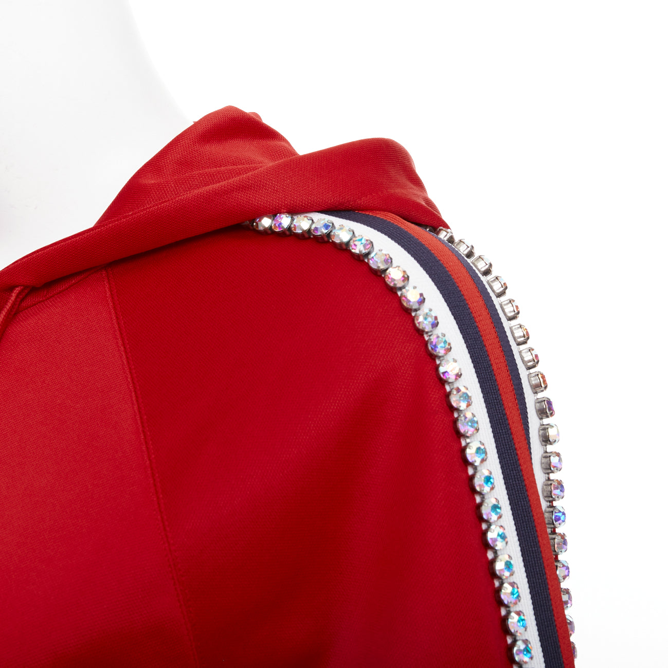 Women's Gucci Alessandro Michele rhinestone crystal flared track jacket