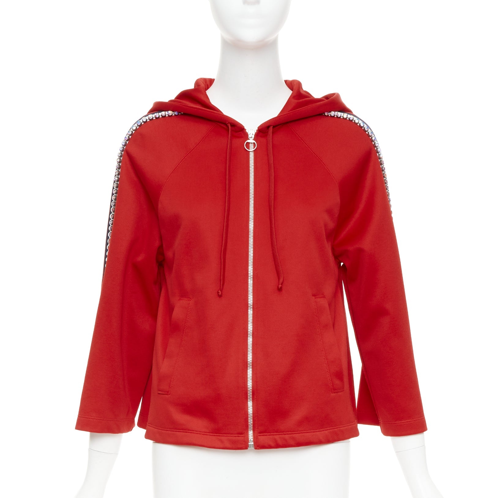 Women's Gucci Alessandro Michele rhinestone crystal flared track jacket