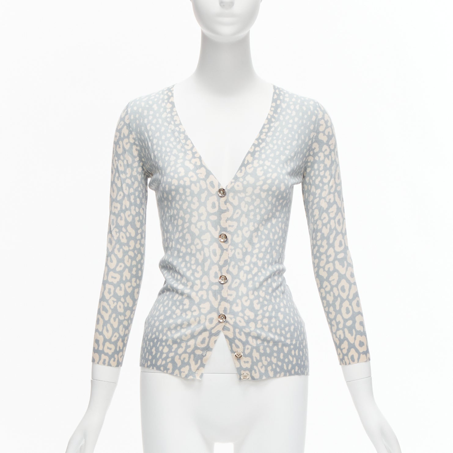 Women's Gucci Vintage leopard print cashmere silk wool cardigan