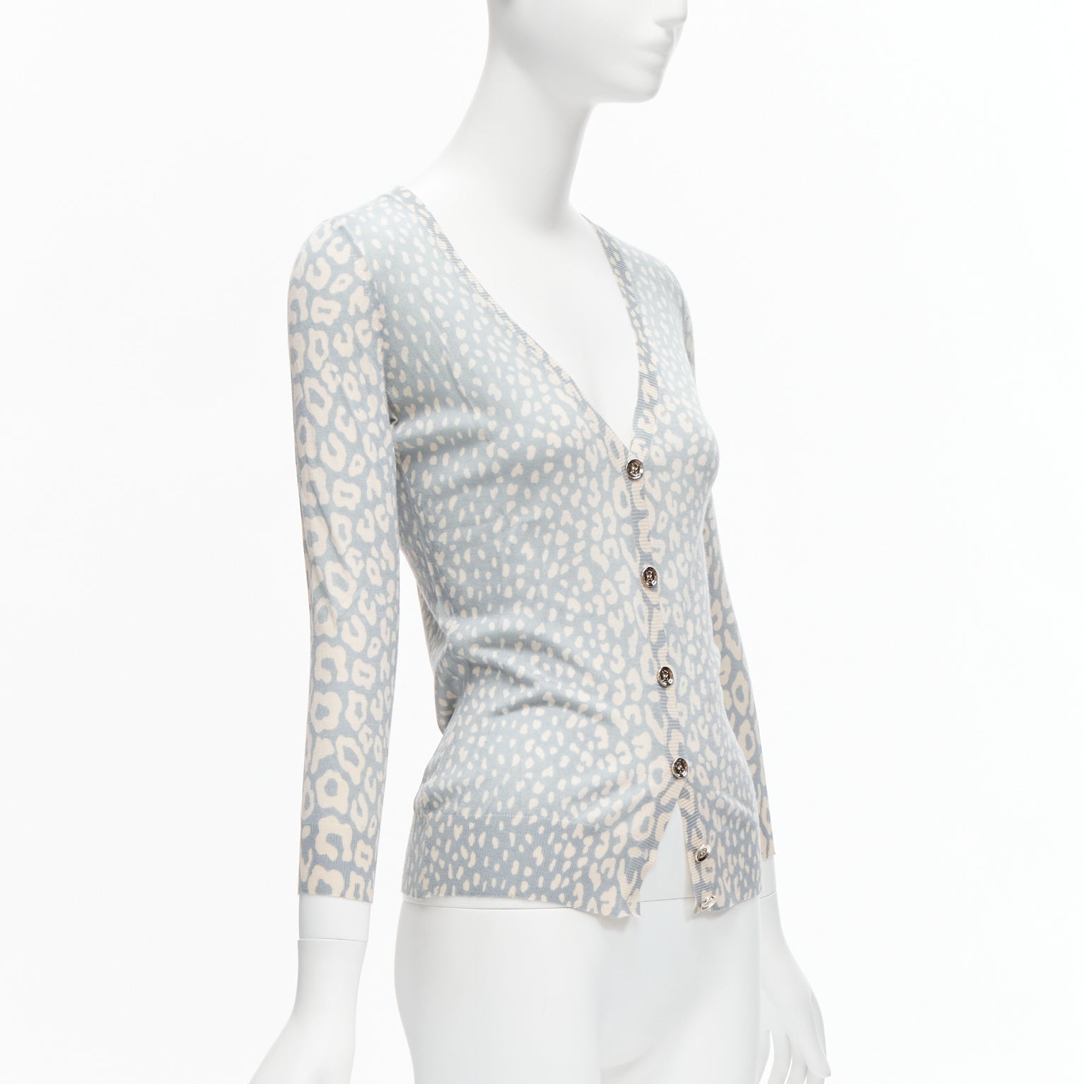 Women's Gucci Vintage leopard print cashmere silk wool cardigan