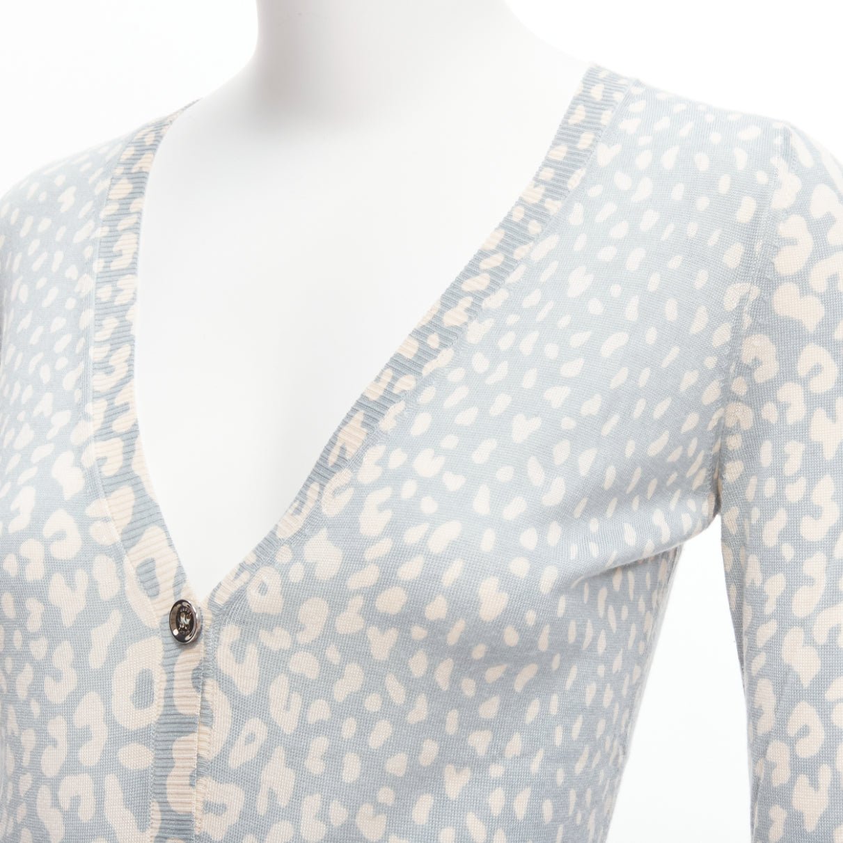 Women's Gucci Vintage leopard print cashmere silk wool cardigan