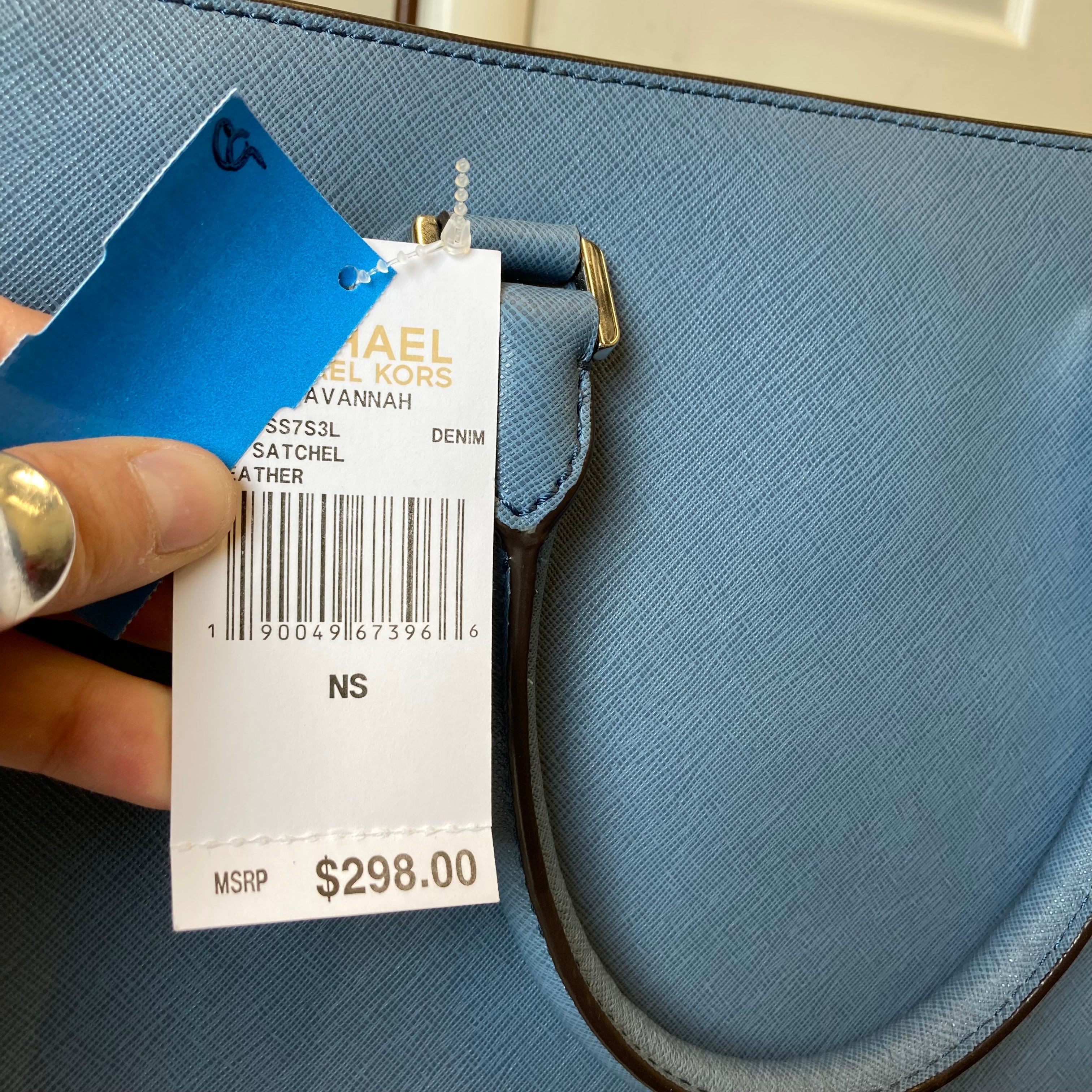 Handbag Designer By Michael Kors In Blue, Size:Large