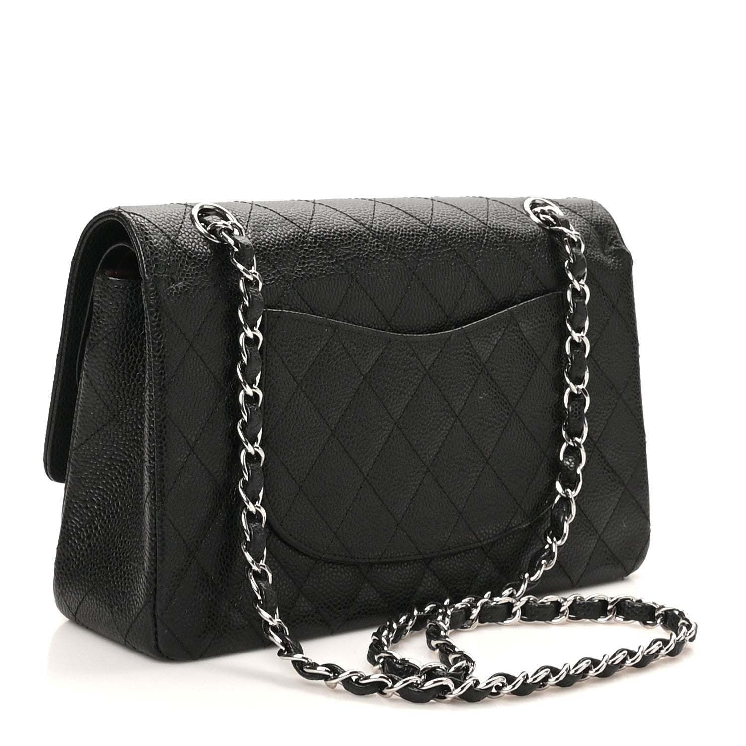 Caviar Quilted Medium Double Flap Black