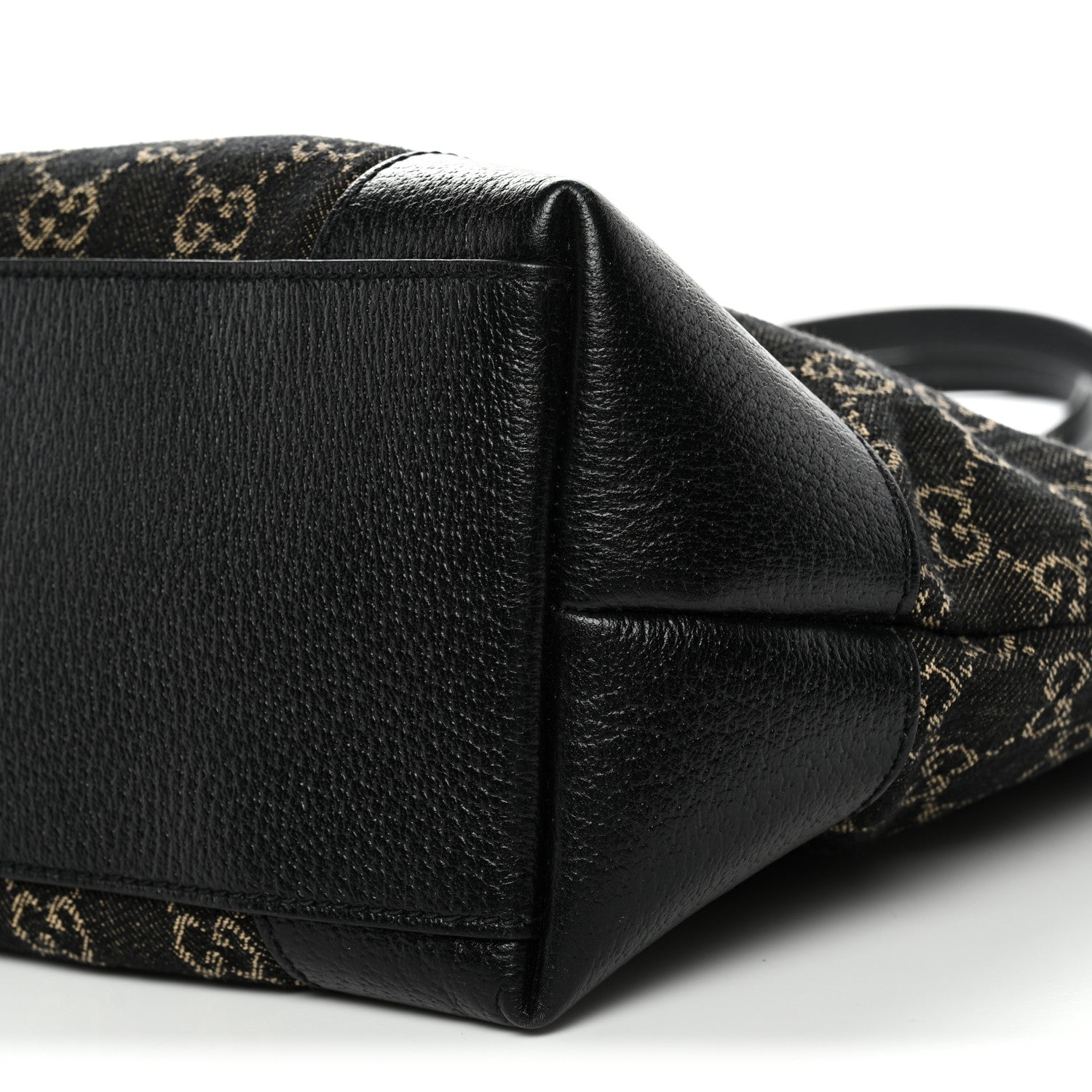 Jacquard Black Denim GG Monogram Medium Ophidia Shopping Tote Black Ivory