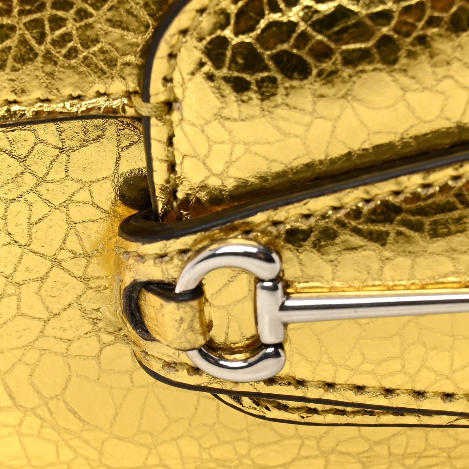 Metallic Calfskin Mini Horsebit 1955 Asymmetric Shoulder Bag Gold