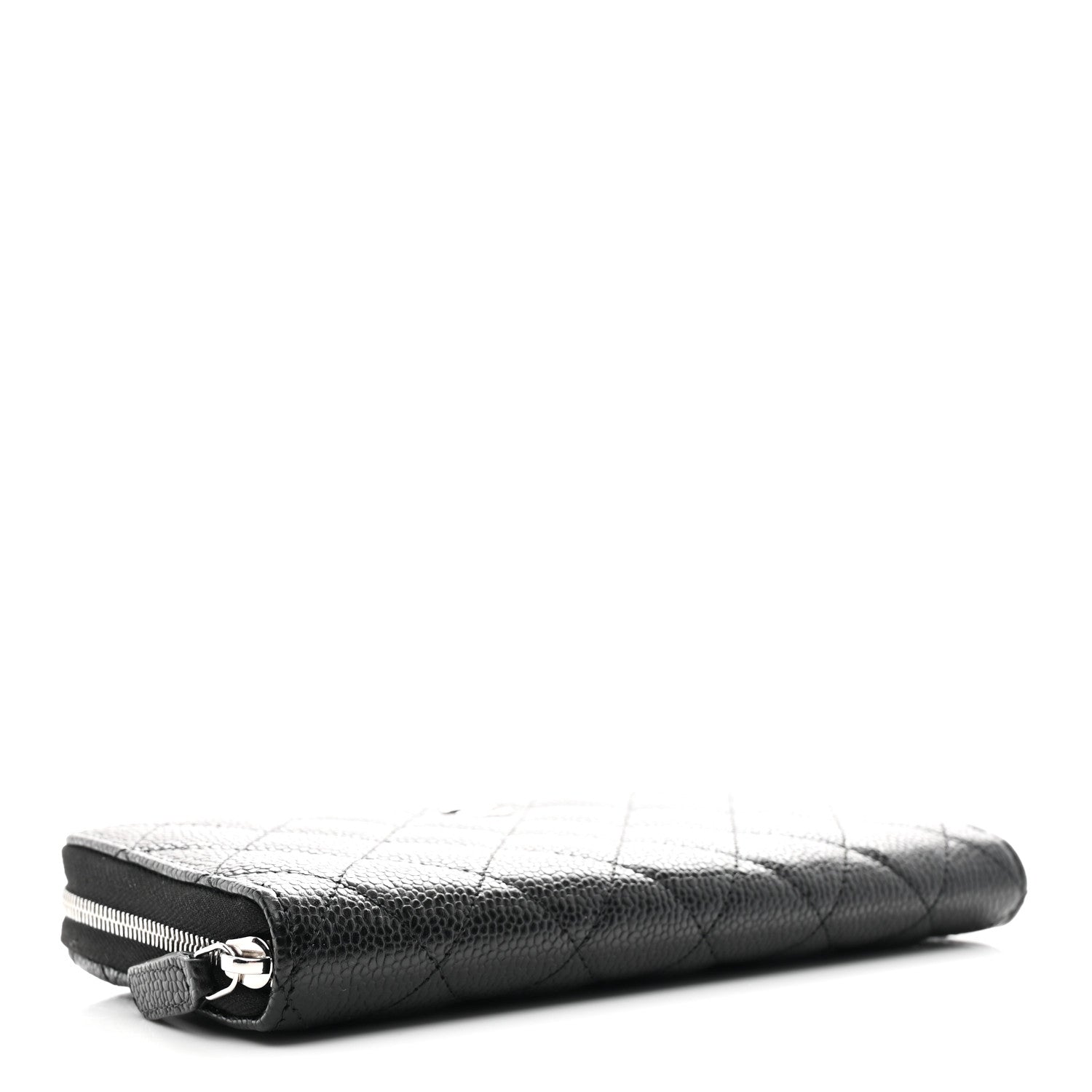 Caviar Quilted Large Gusset Zip Around Wallet Black