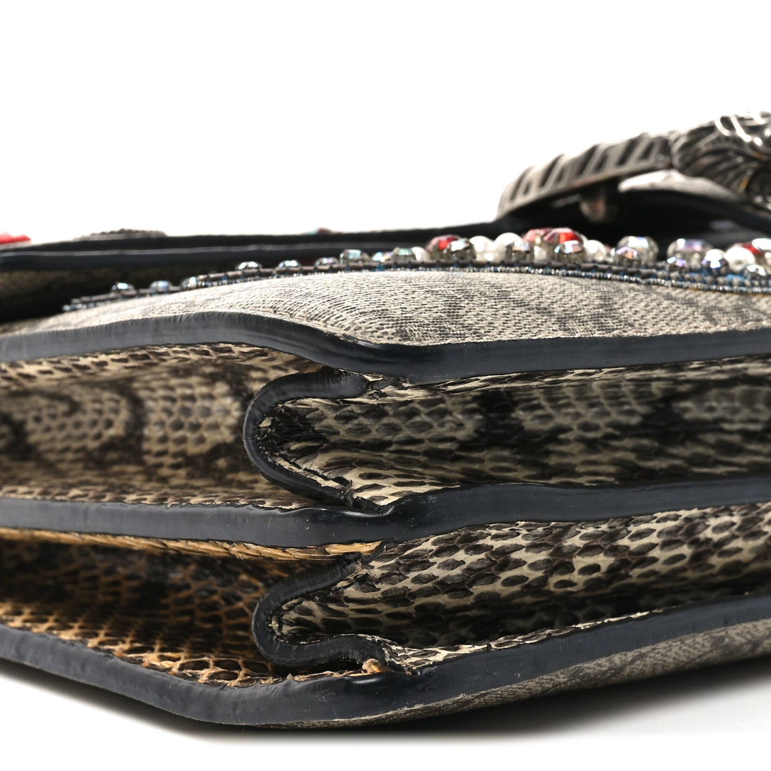 GG Supreme Monogram Snakeskin Crystal Magnetismo Embroidered Medium Dionysus Shoulder Bag
