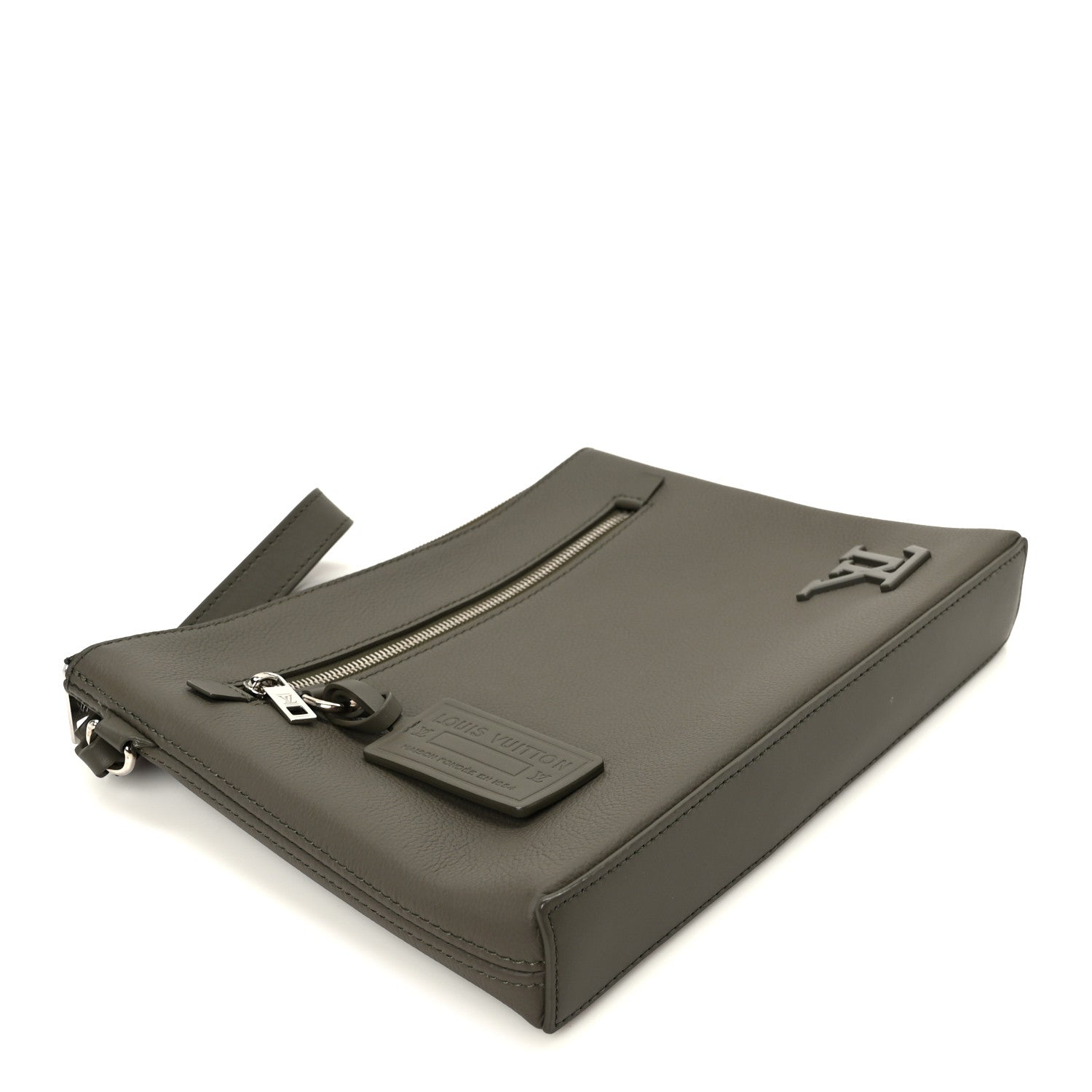 Grained Calfskin Aerogram Takeoff Pouch Grey
