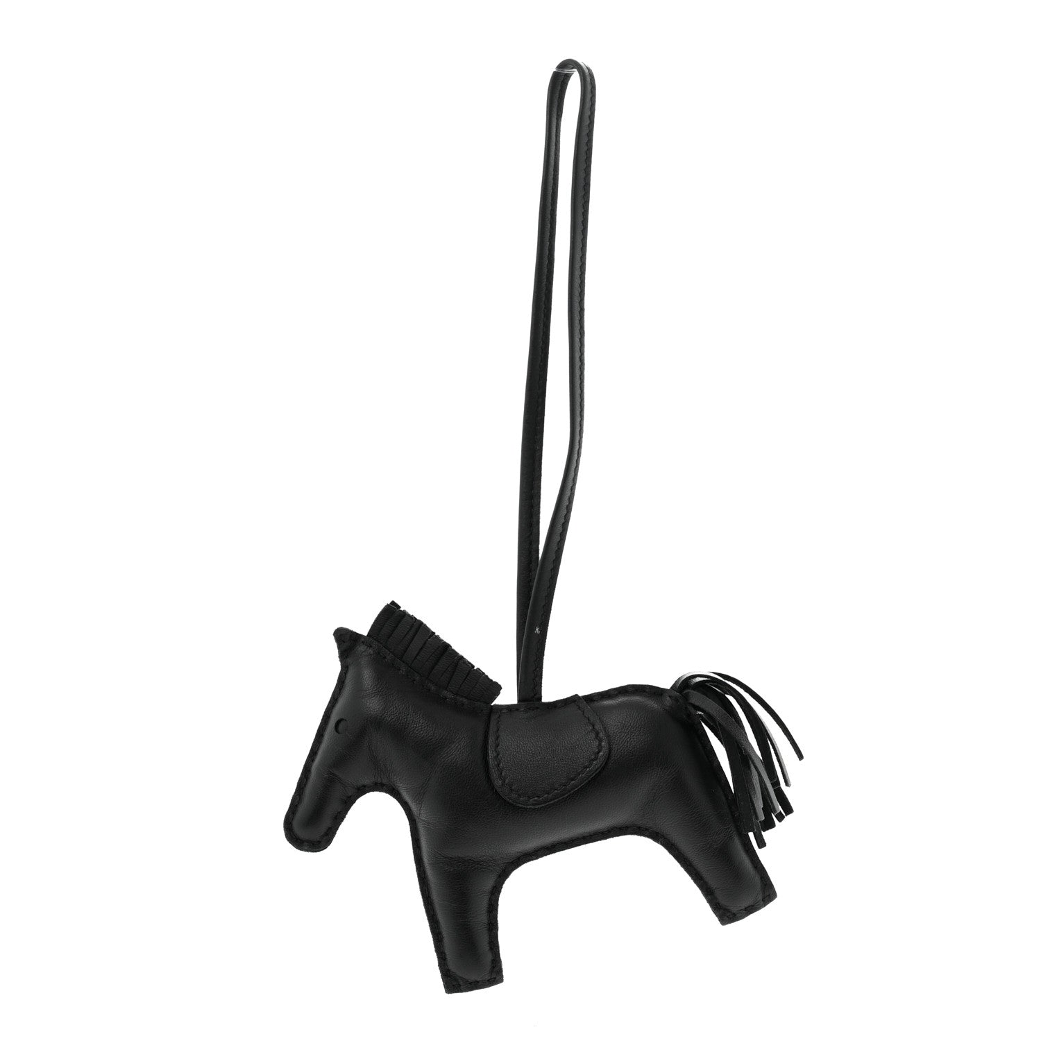 Milo Lambskin Grigri Rodeo Horse Bag Charm MM So Black