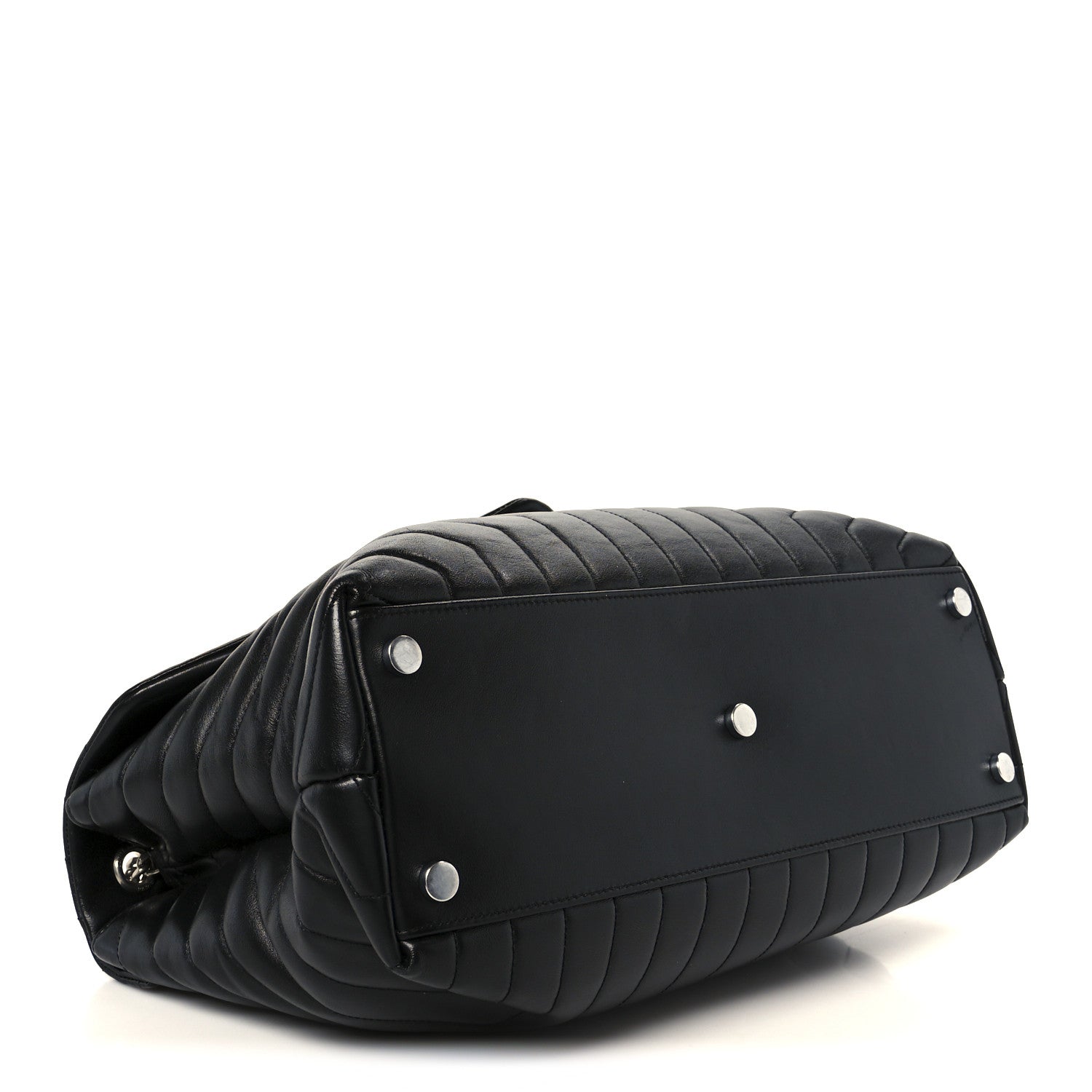 Calfskin Y Quilted Monogram Large Loulou Chain Satchel Black