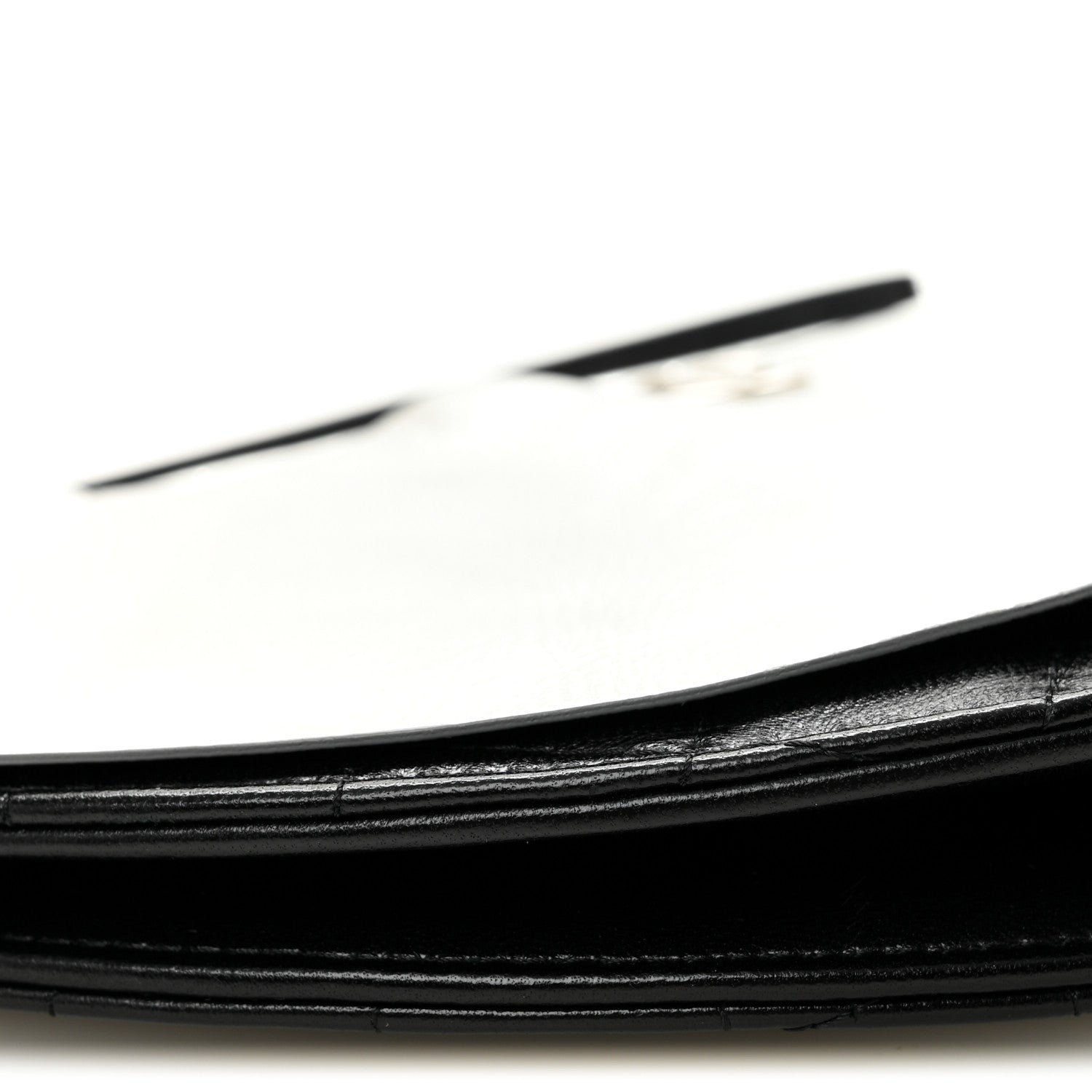 Metallic Lambskin Wave Clutch Black Silver