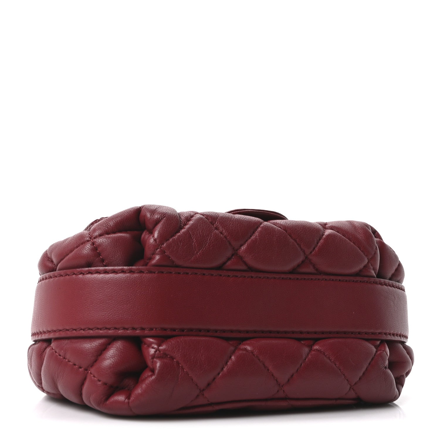 Lambskin Quilted Mini Round Flap Red