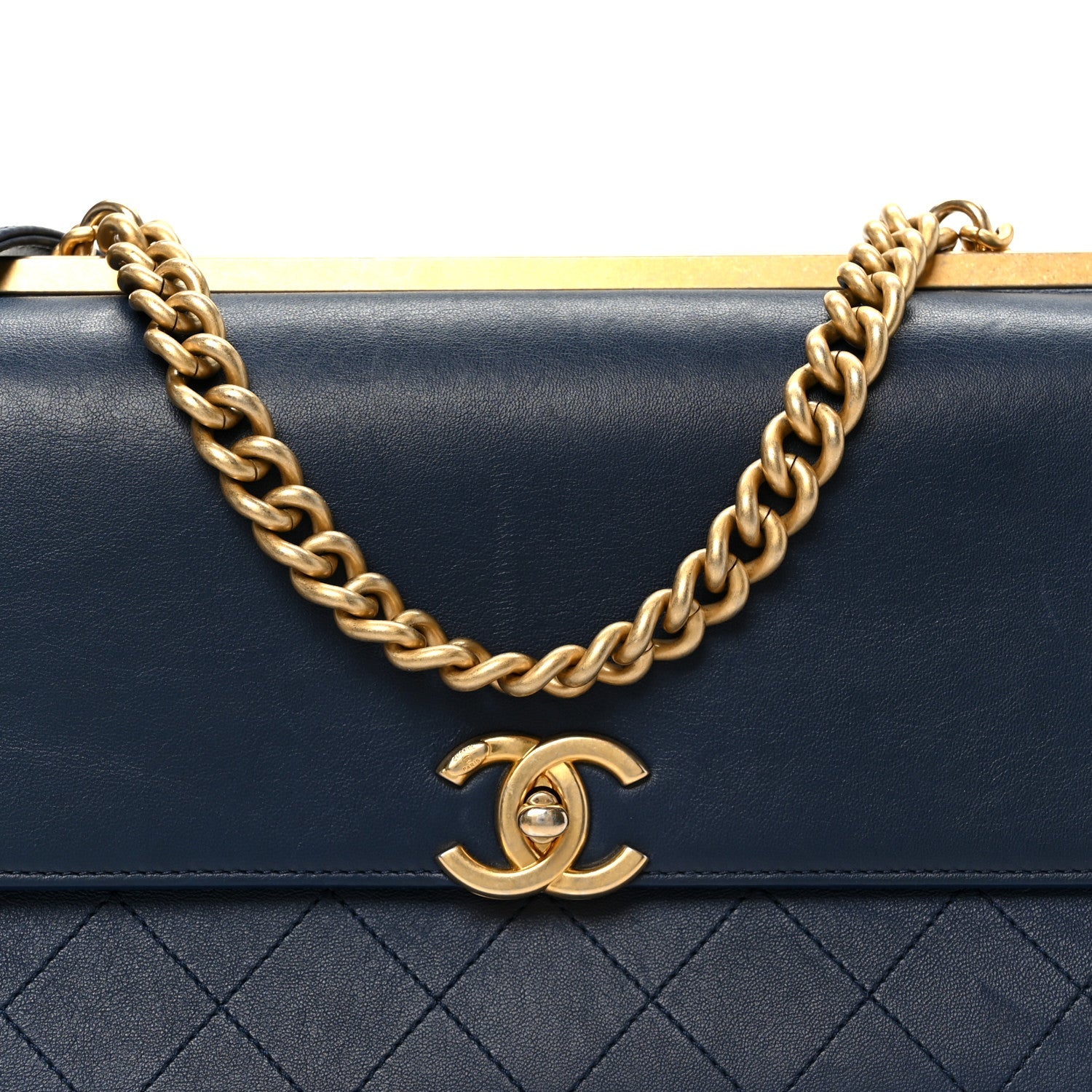Lambskin Stitched Coco Luxe Medium Flap Blue