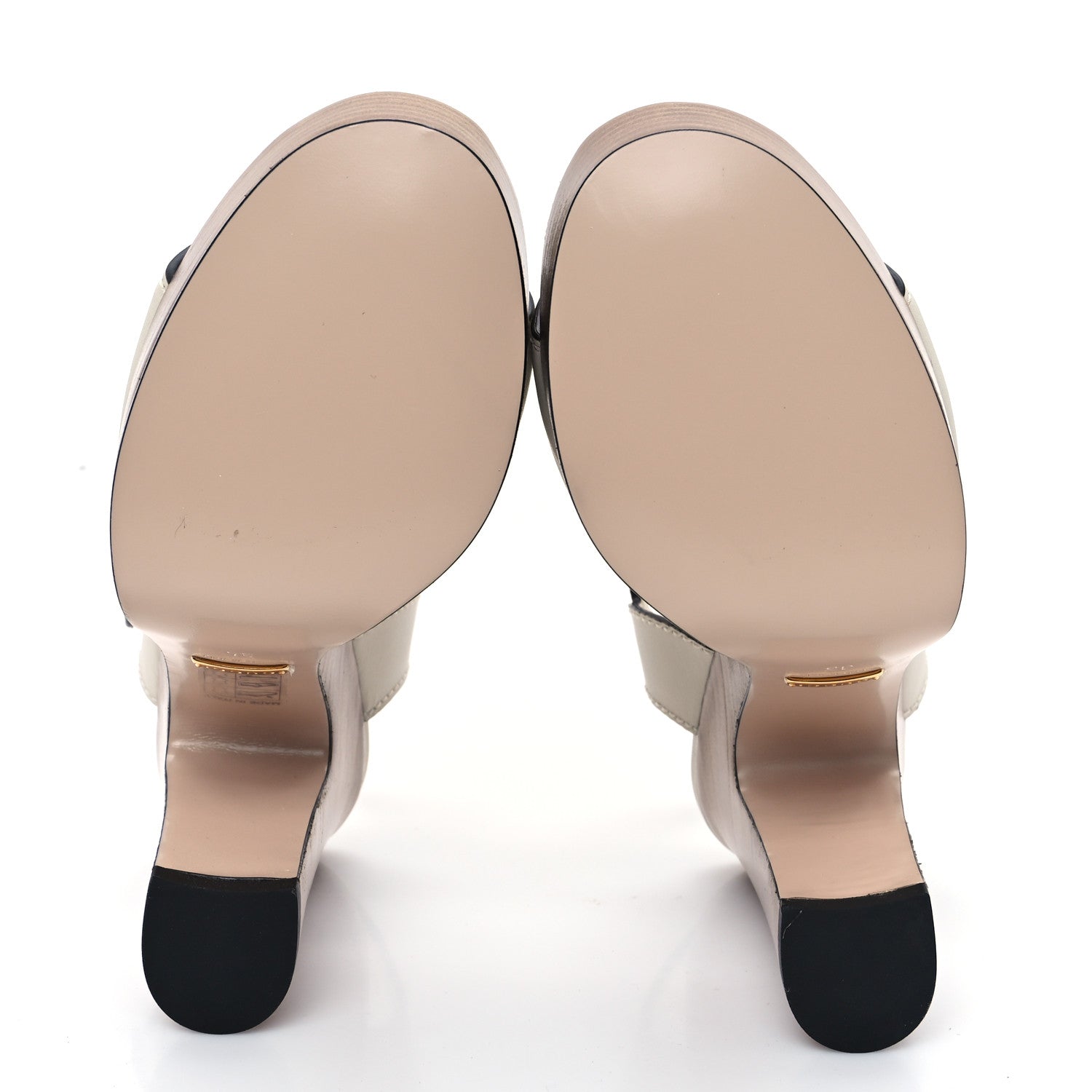 Cosmos Softy Calfskin Wooden Interlocking G Cut-Out 30/120mm Platform Sandals 35 Mystic White
